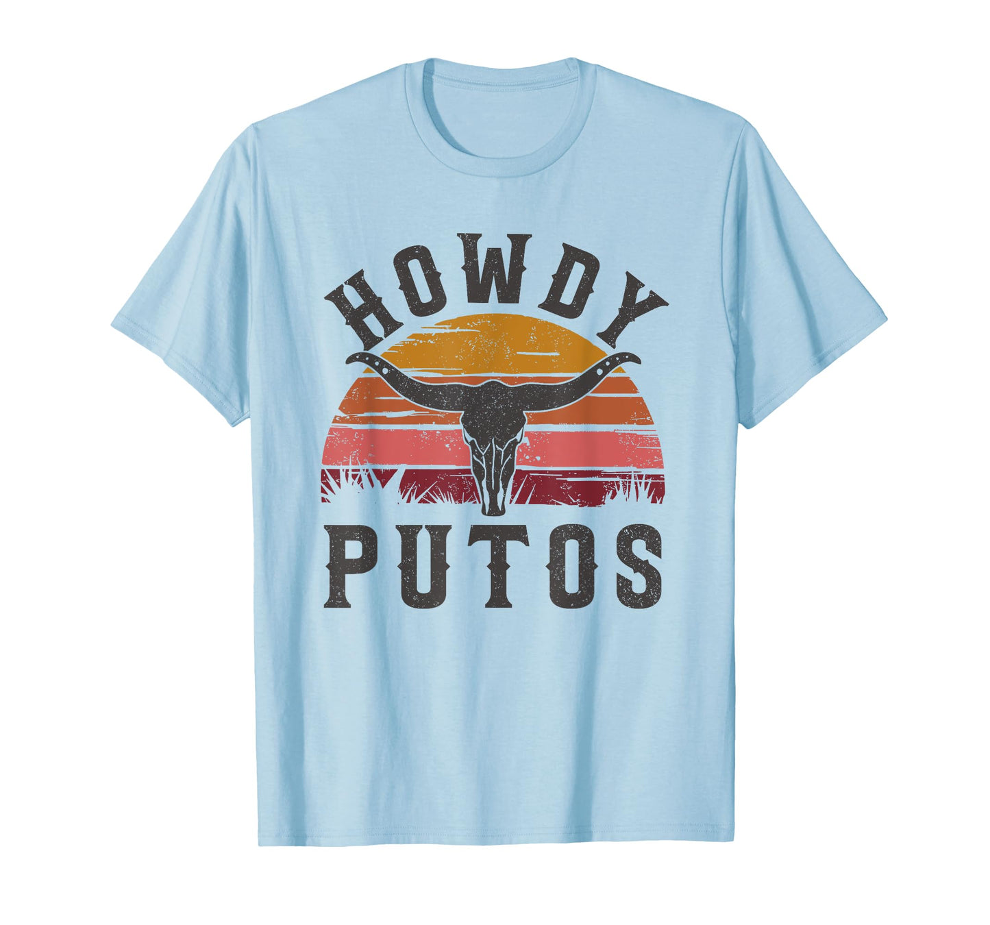 Howdy Putos Bull Skull Country Cowboy Western Hola Putos T-Shirt