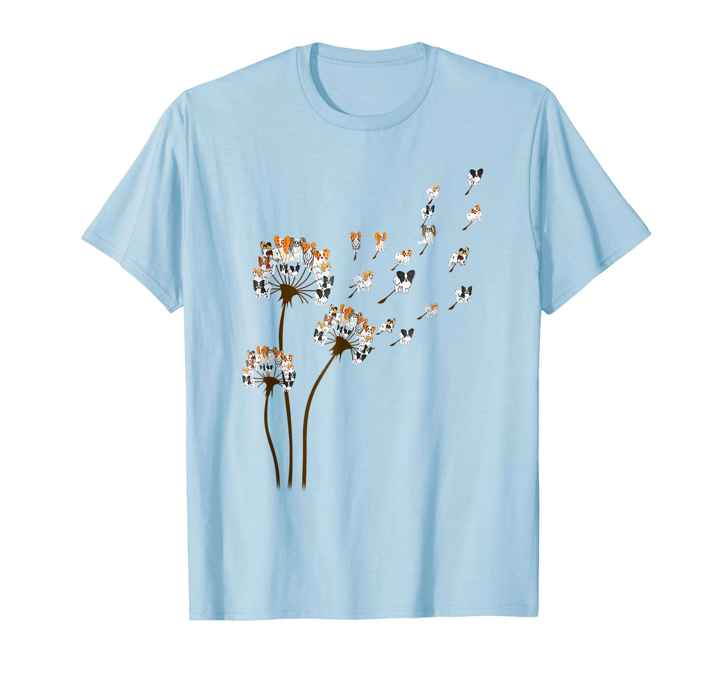 Papillon Dogs Flower Fly Dandelion Shirt Dog Mama Dog Lover T-Shirt