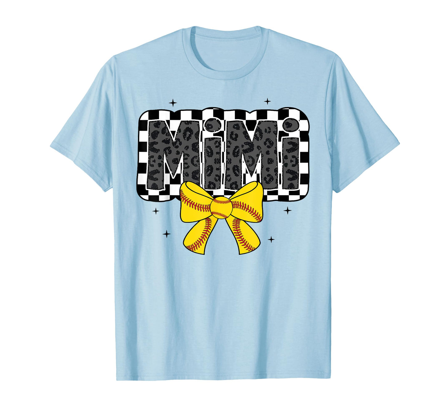Cute Softball Mimi Ballpark Coquette Bow Grandma Mothers Day T-Shirt