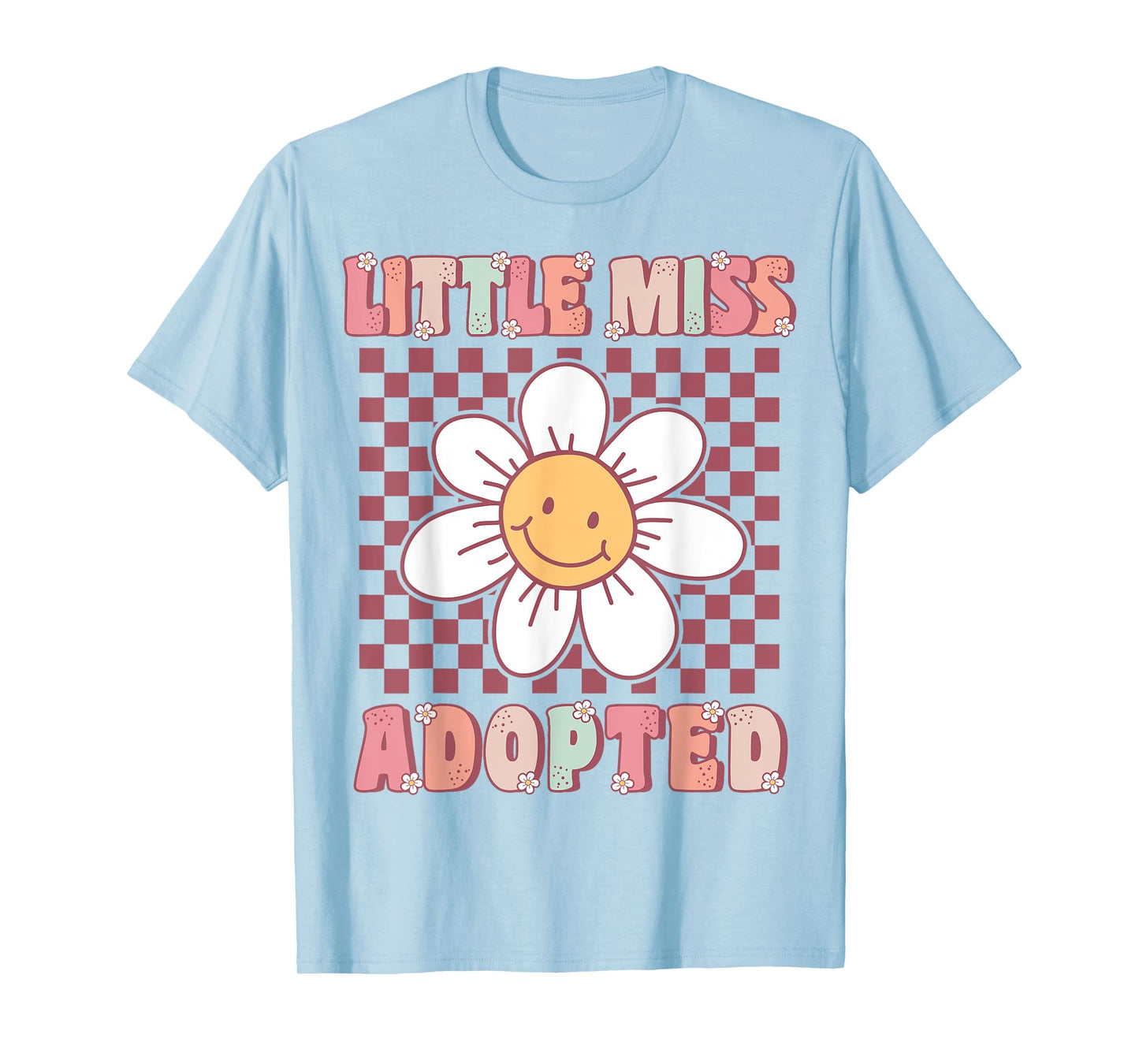 Little Miss Adopted Girls Cute Groovy Kids Adoption Day T-Shirt