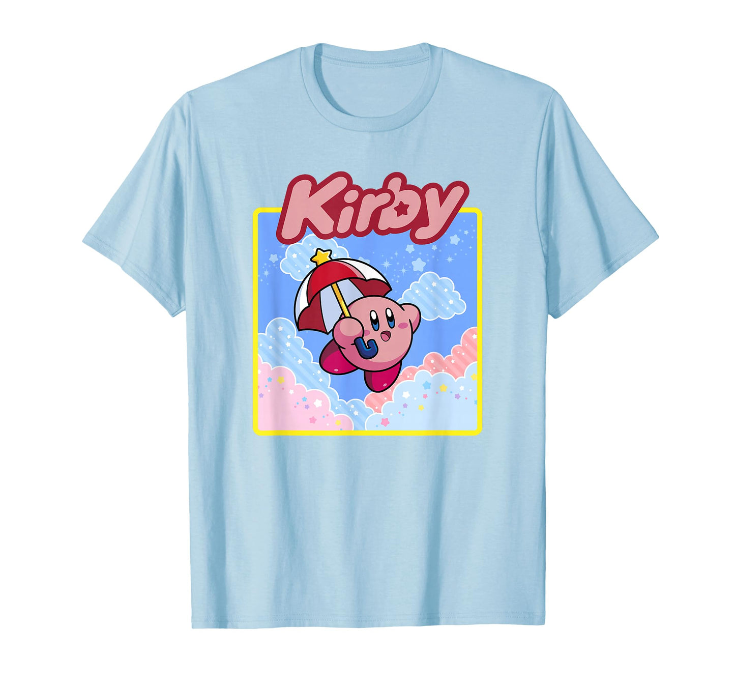 Kirby Floating in The Clouds Pastel Kawaii Nintendo Panel T-Shirt