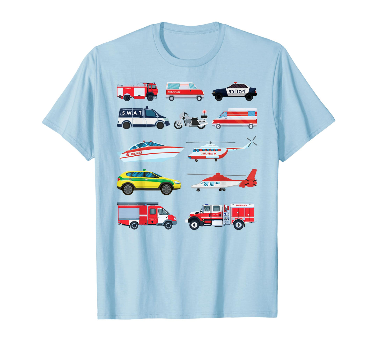 Emergency Vehicles, Emergency Boy and Girl T-Shirt