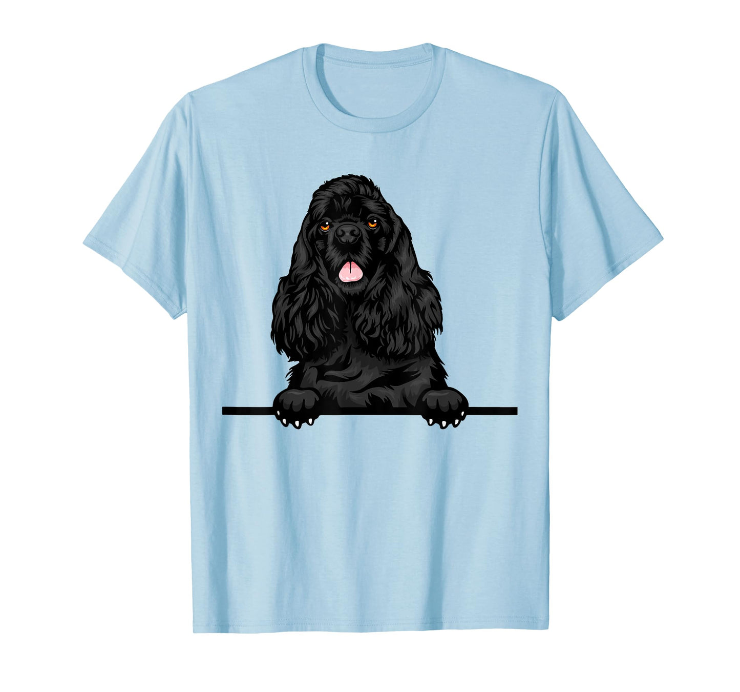 Peeking Black Cocker Spaniel Dog T-Shirt for Men Women Girls Kids