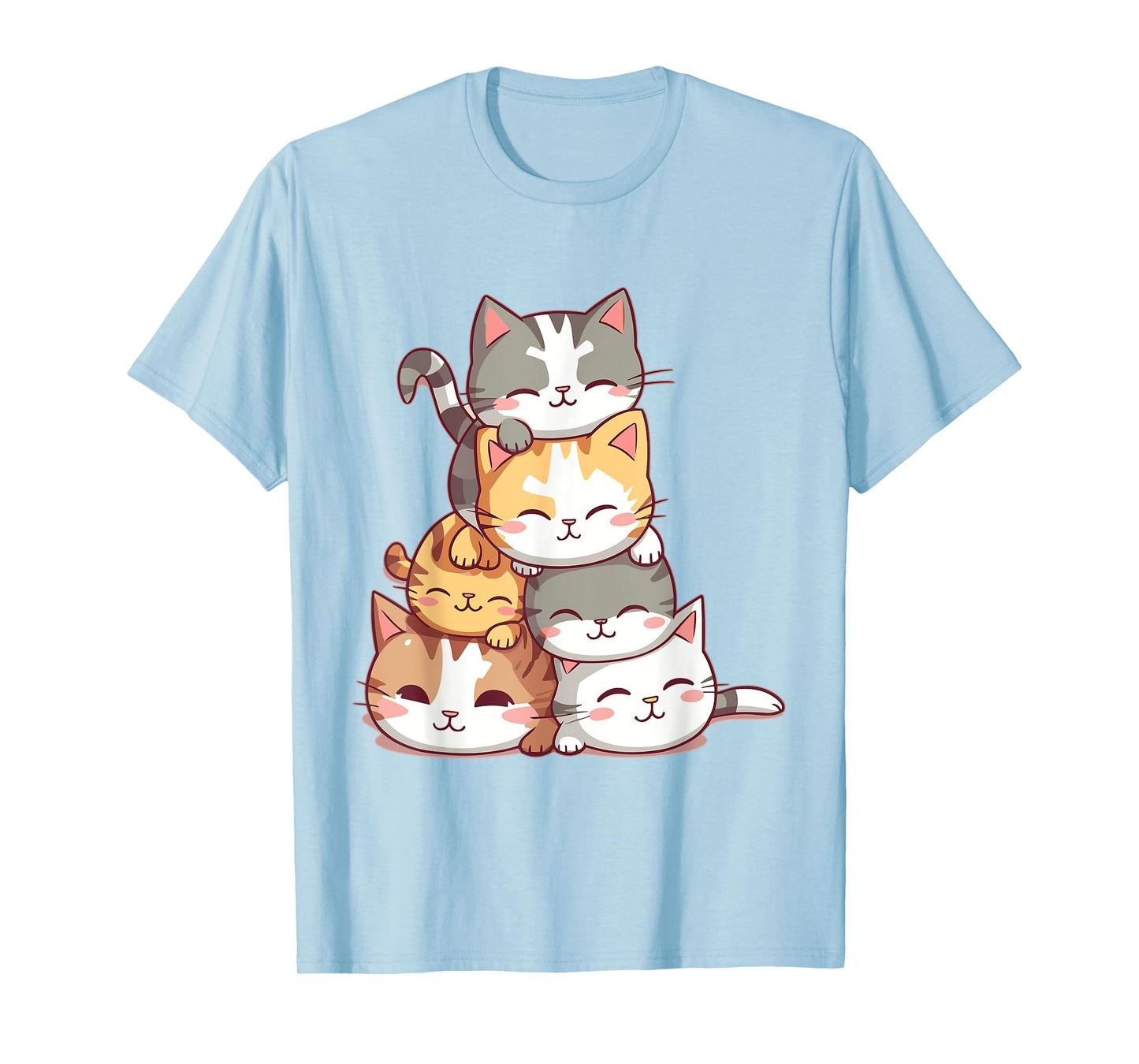 Cat Cute Kitty Pile Cats Anime Kawaii Neko Women Girls T-Shirt