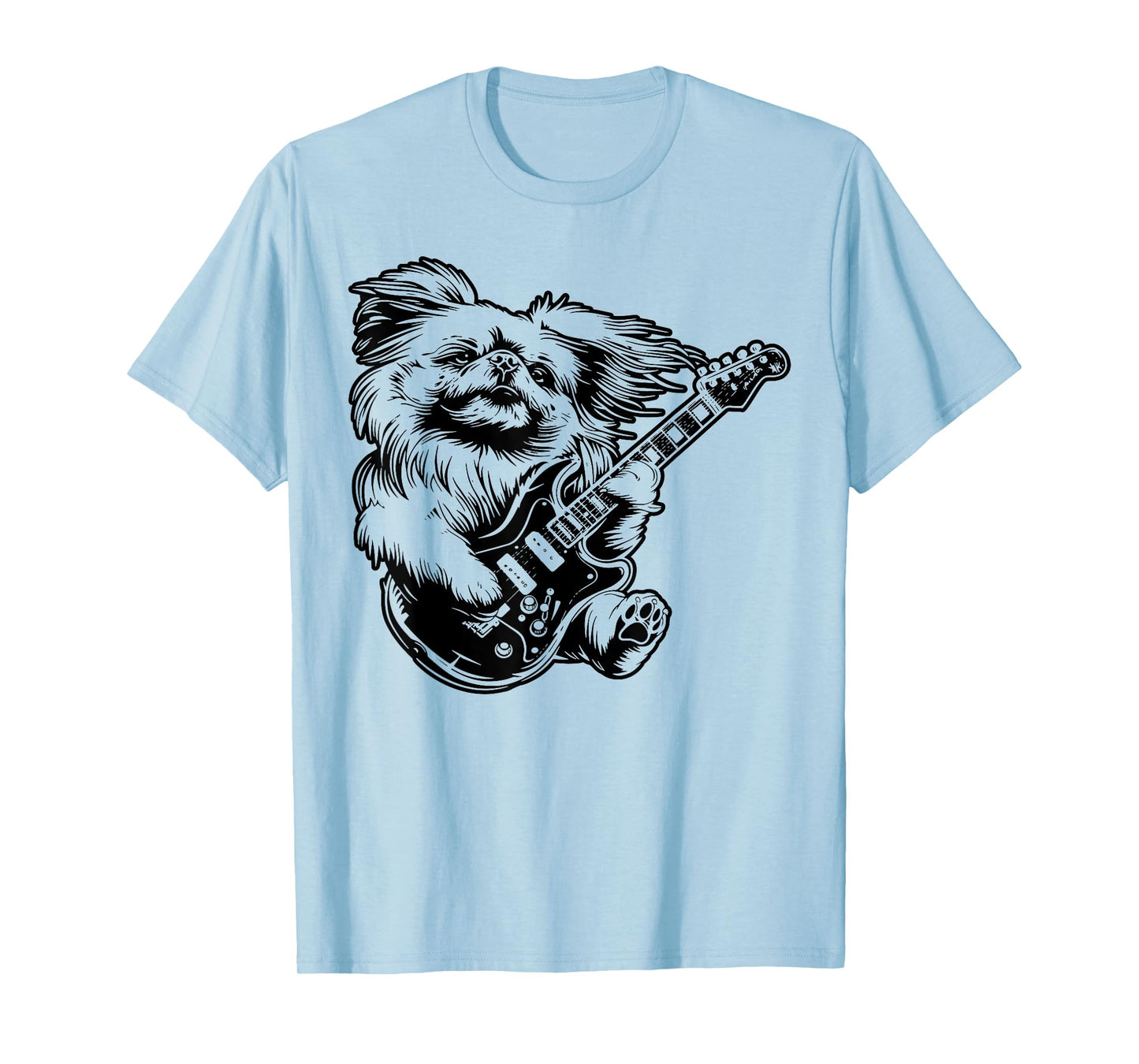 Dog Guitarist Guitar - Pekingese Dad Mom T-Shirt