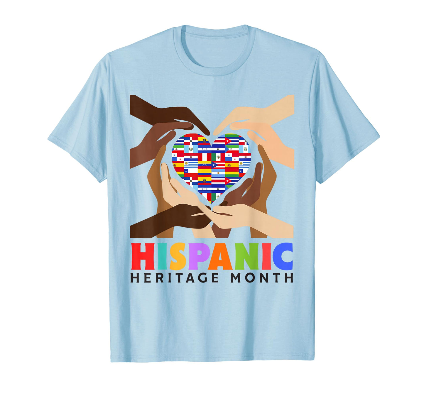 Hispanic Heritage Month All Countries Heart Hands T-Shirt
