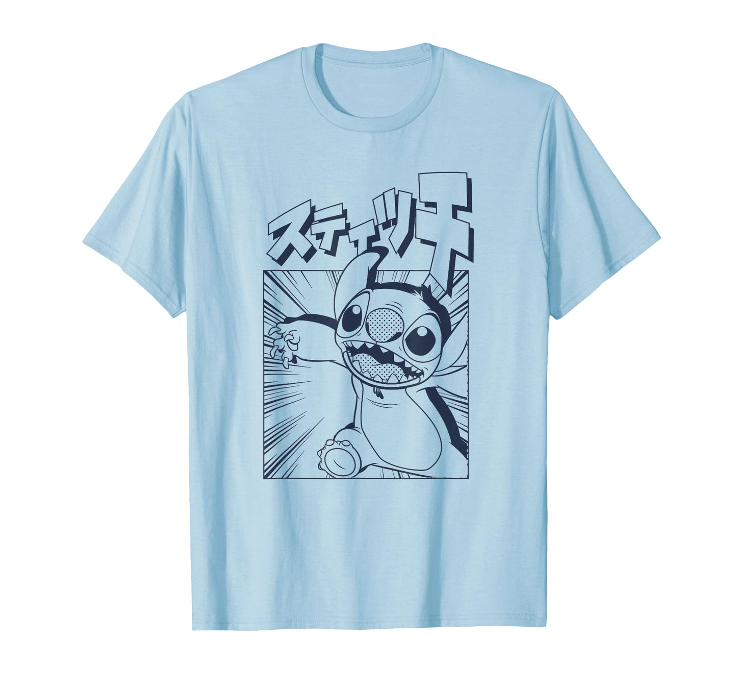 Disney Lilo & Stitch Manga Katakana Japanese Panel Portrait T-Shirt