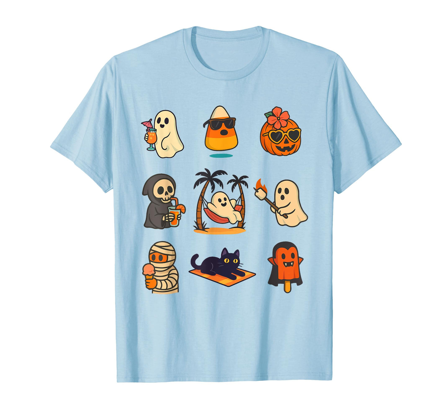 Summerween Ghost Pumpkin Halloween Spooky Summer Trip T-Shirt