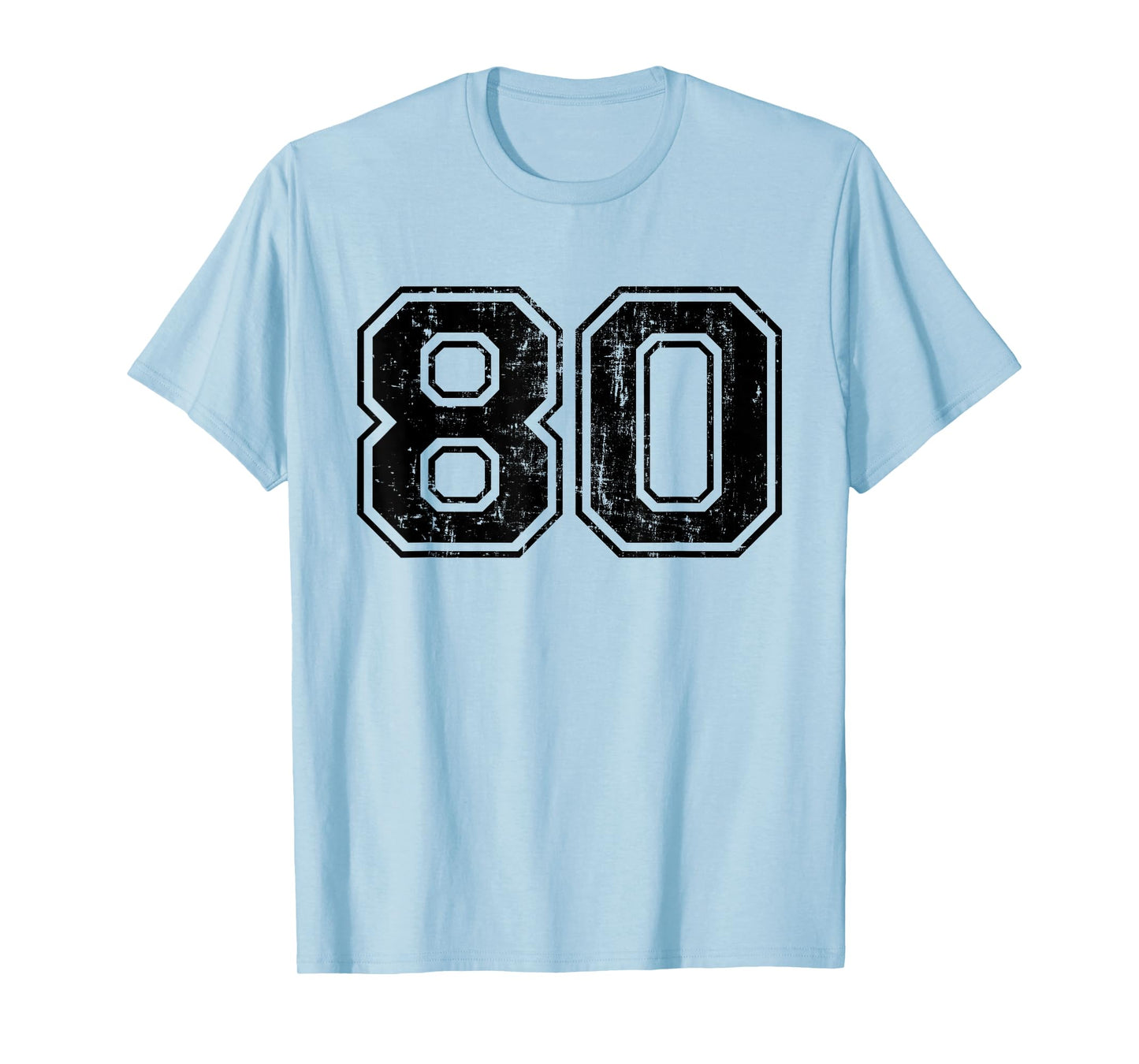 Number 80 Varsity Distressed Vintage Sport Team Player's Fan T-Shirt