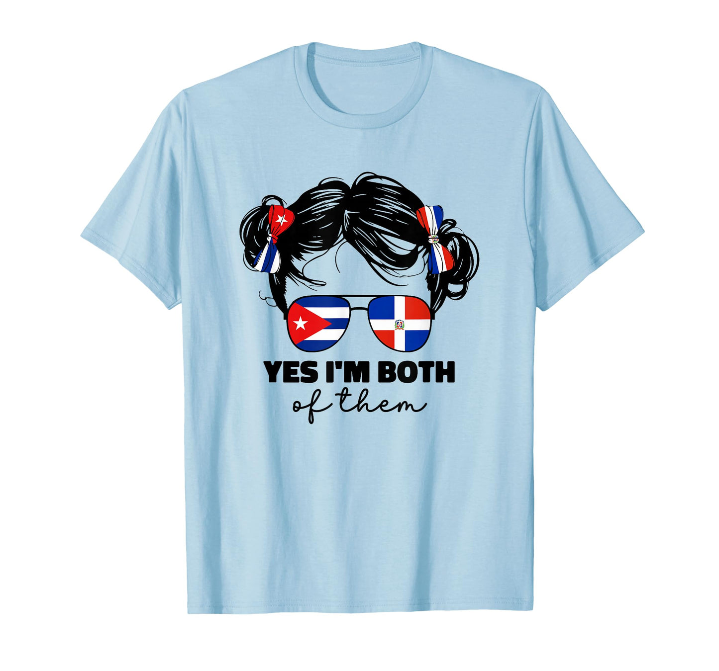 Half Dominican Republic And Cuban Cuba Flag Kids Girl Mix T-Shirt