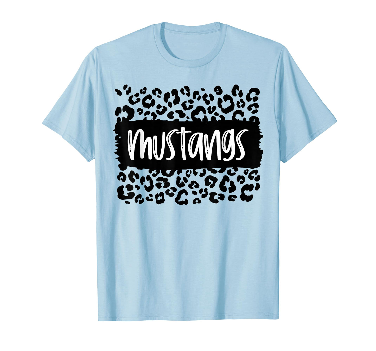Mustangs Team Mascot School Spirit Game Night Leopard Print T-Shirt