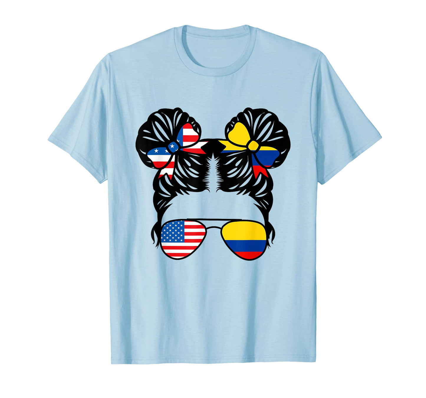 Half American Half Colombian Girl USA Colombia Flag Patriot T-Shirt