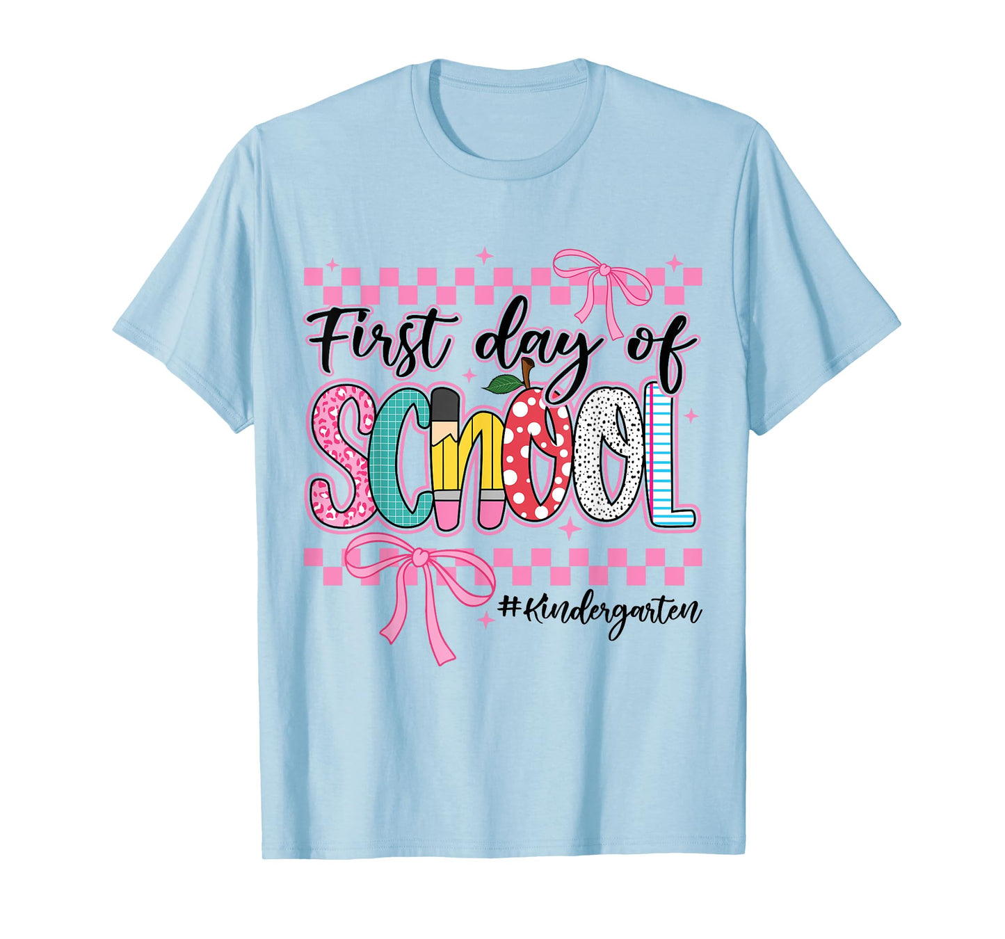 First Day of Kindergarten Kids Girl Bow Back To School Retro T-Shirt
