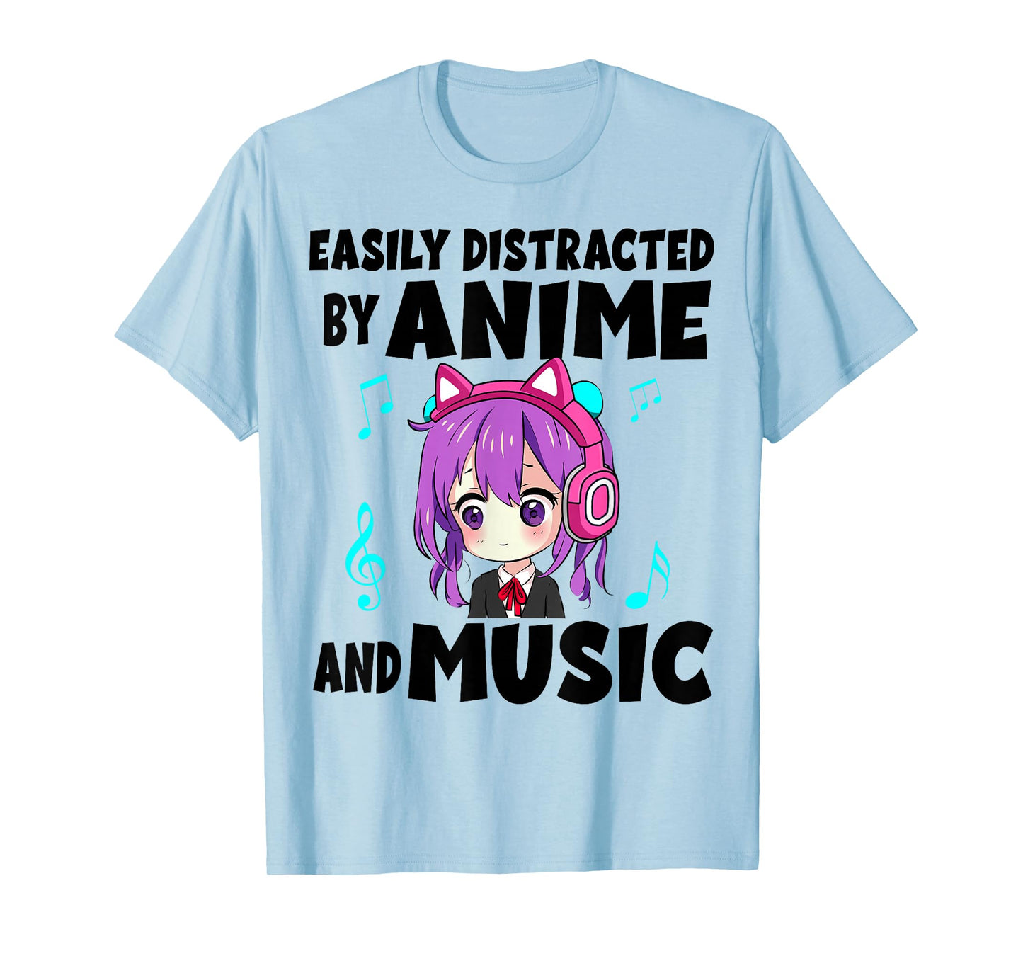 funny Anime and Music Girl for Teen chibi graphic Anime girl T-Shirt