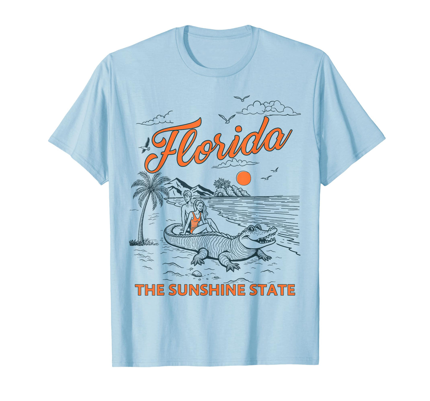 Funny Vintage Gator at The Beach Florida Sunshine State T-Shirt