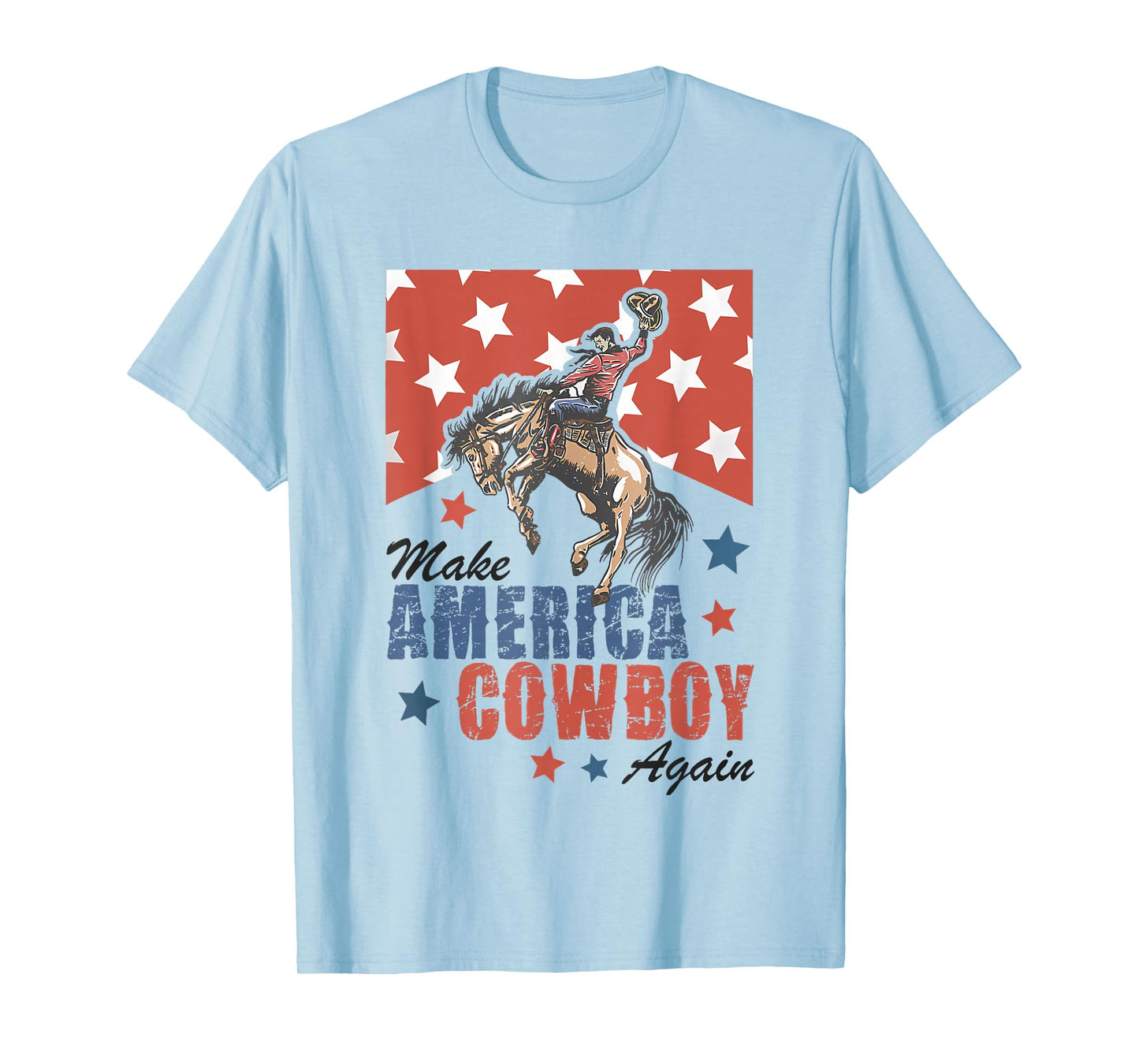Make America Western Cowboy Again Retro 4th Of July USA Flag T-Shirt
