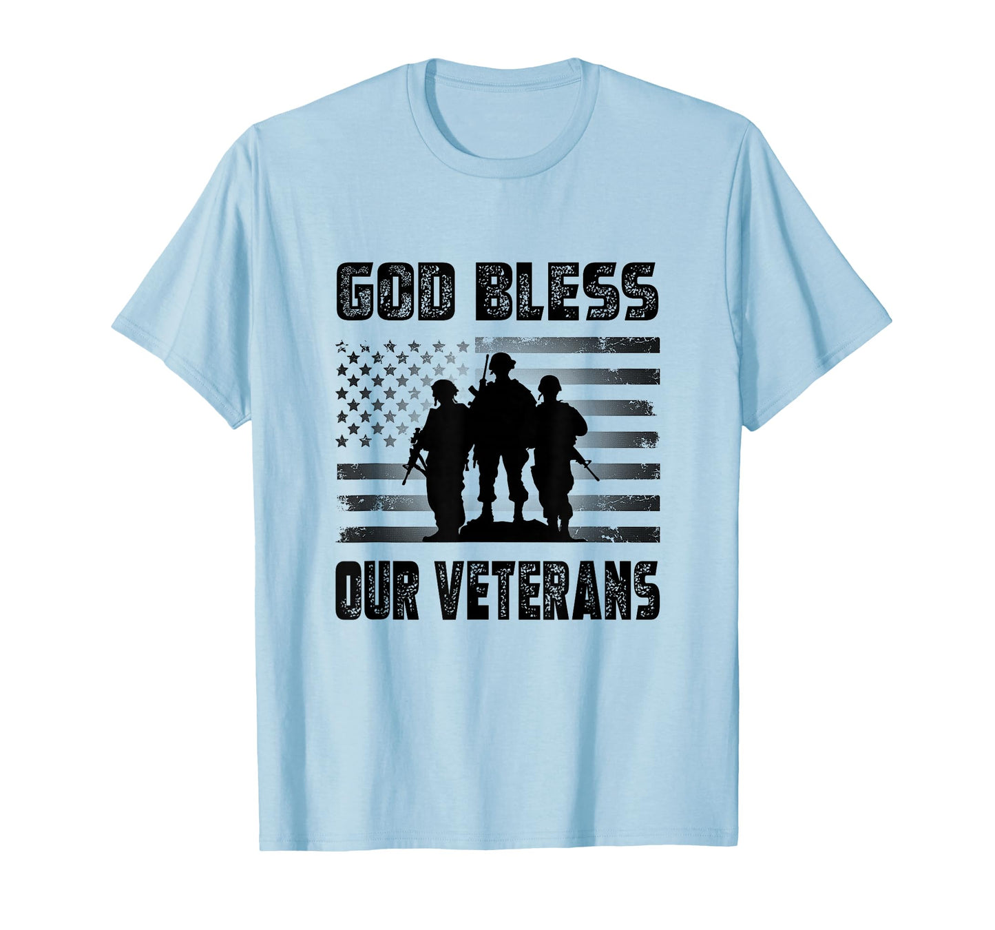 God Bless Our Veterans Patriotic American Flag T-Shirt