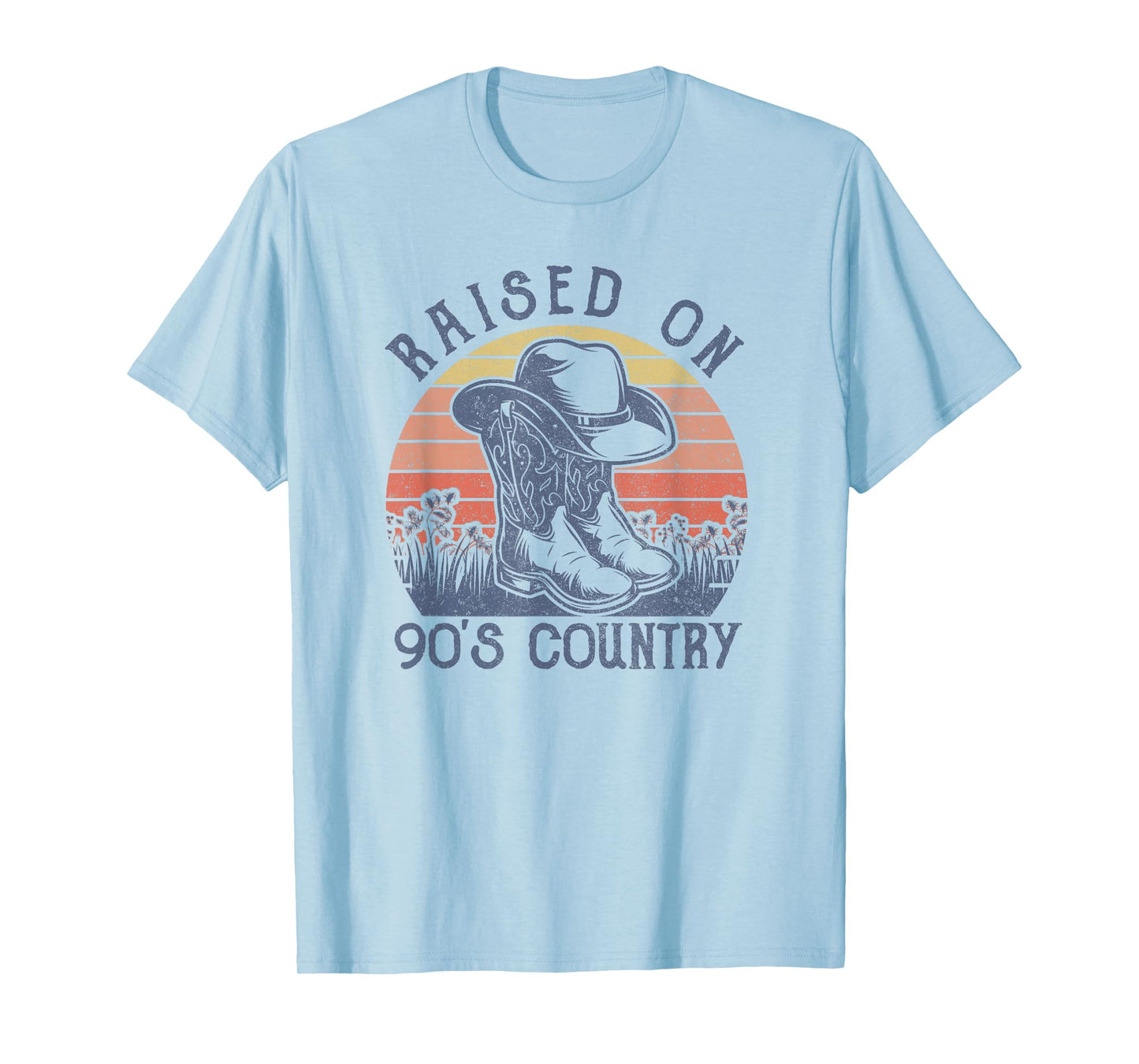 Vintage Western Raised On 90's Country Music Cowboy Hat T-Shirt