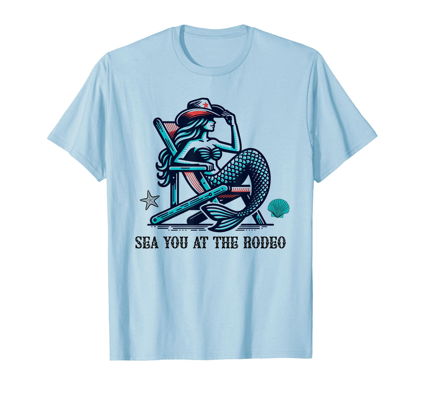 Sea You At The Rodeo Mermaid and Cowboy Hat Summer Beachy T-Shirt