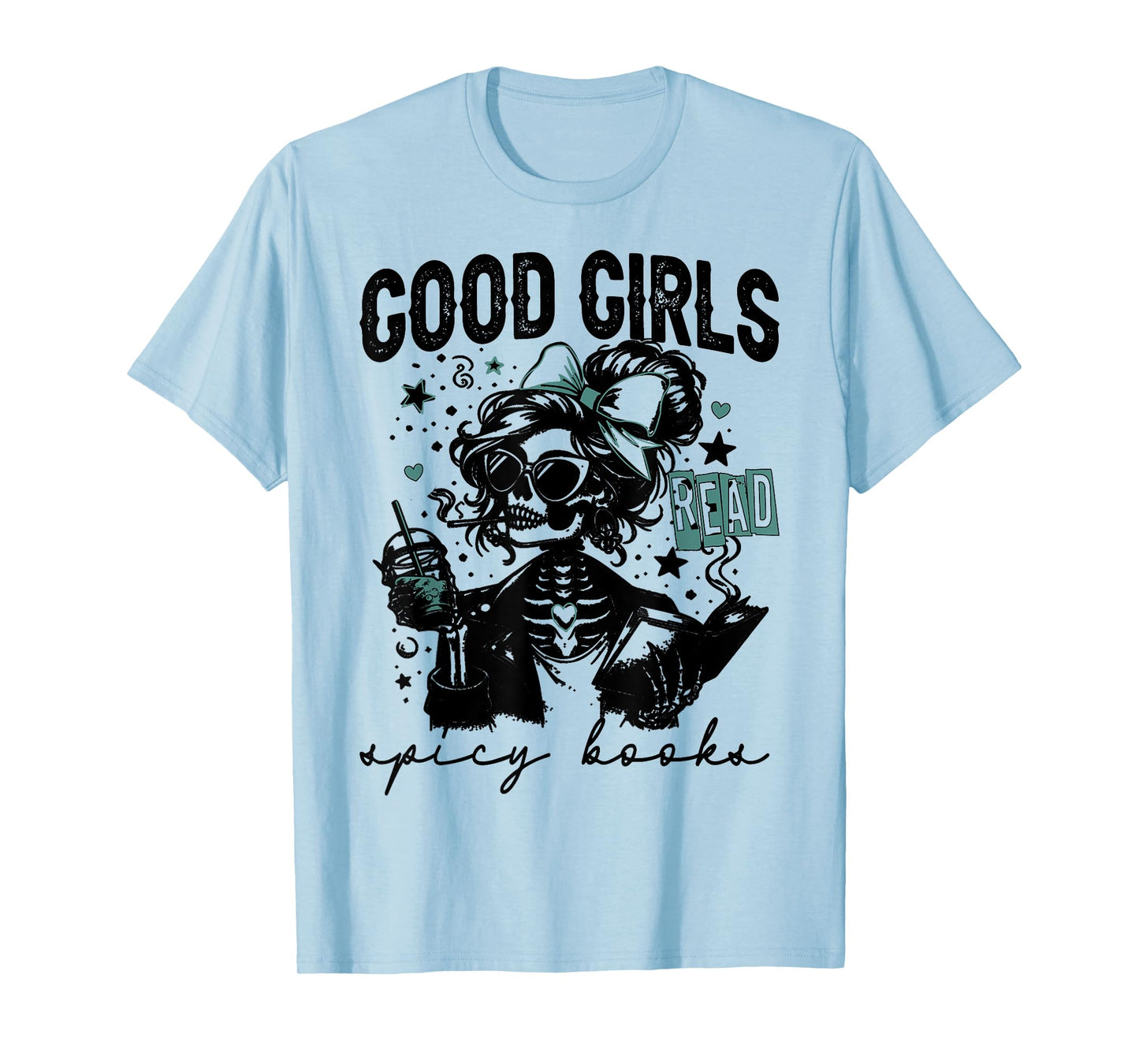 Good Girls Read Spicy Skeleton Book Club T-Shirt
