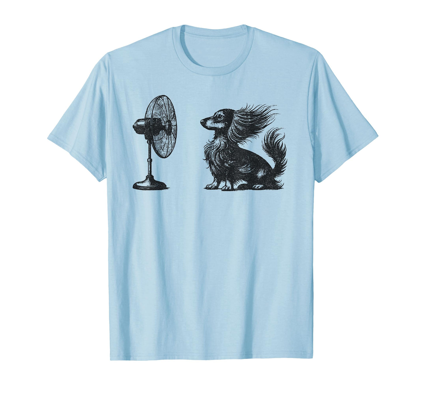 Funny Long haired Dachshund Dog with Fan Doxie Wiener Dog T-Shirt