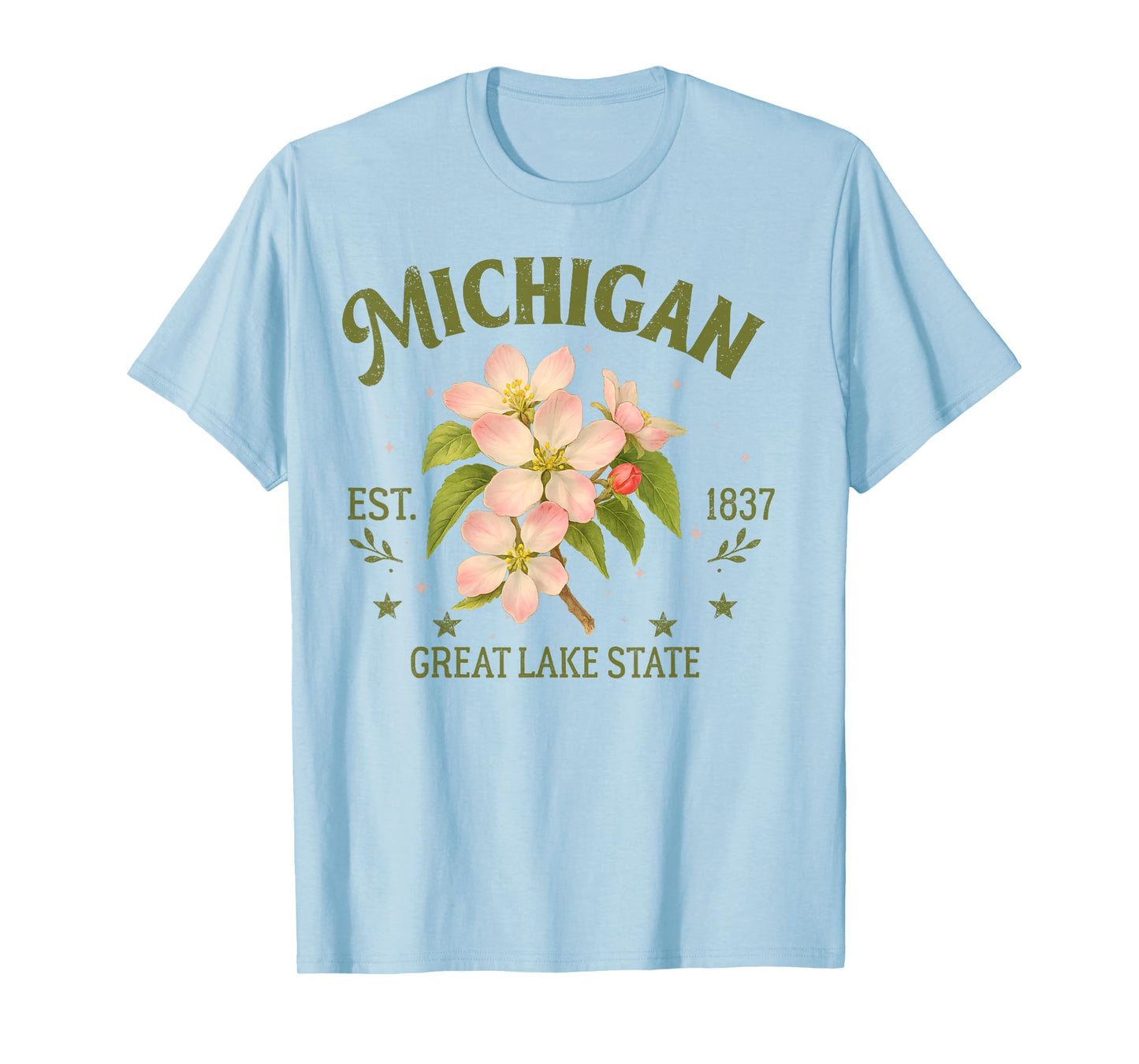 Michigan Traveling Great Lake State Souvenir Apple Blossom T-Shirt