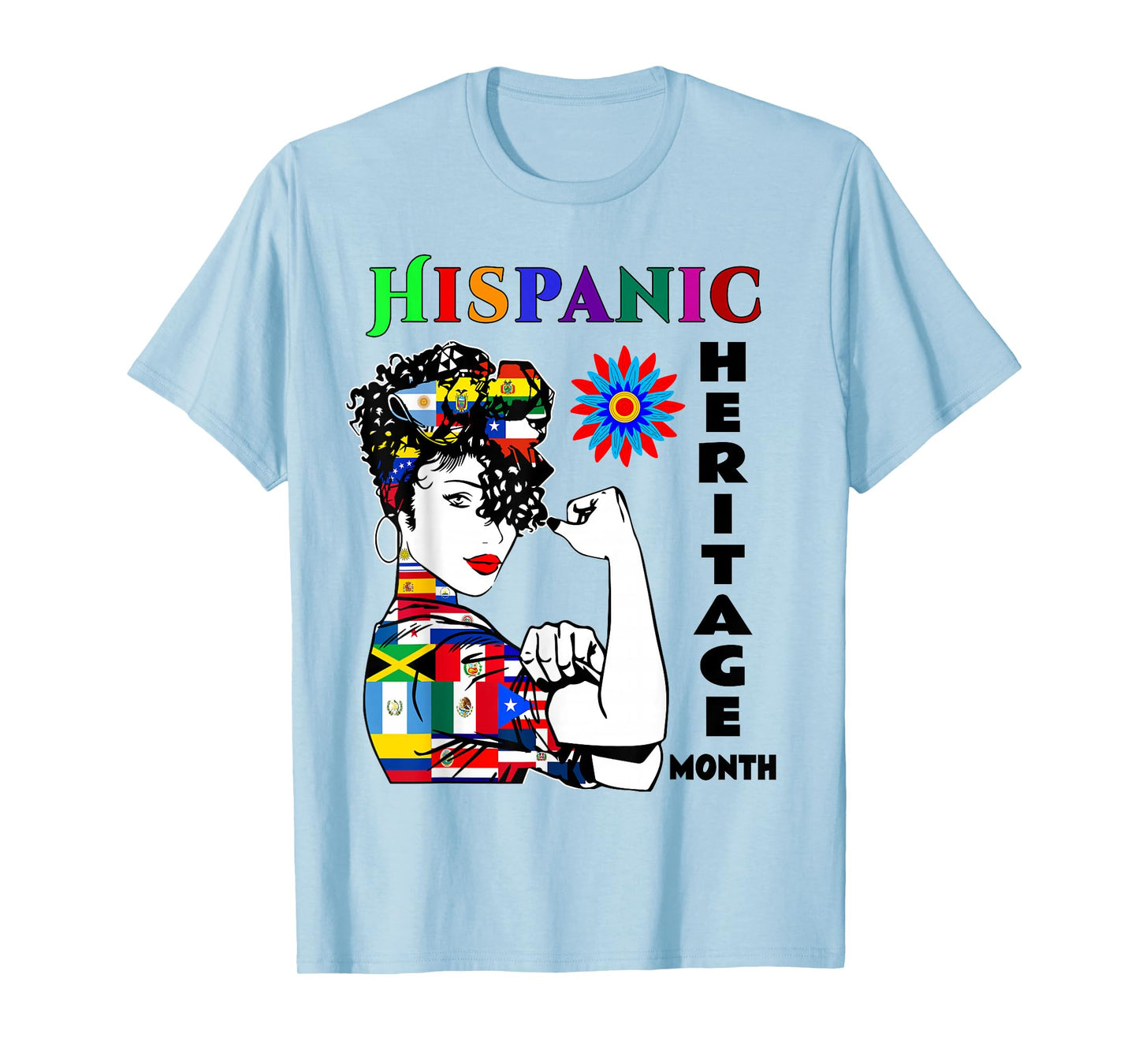 Hispanic Heritage Month Woman Latino Countries Flag T-Shirt