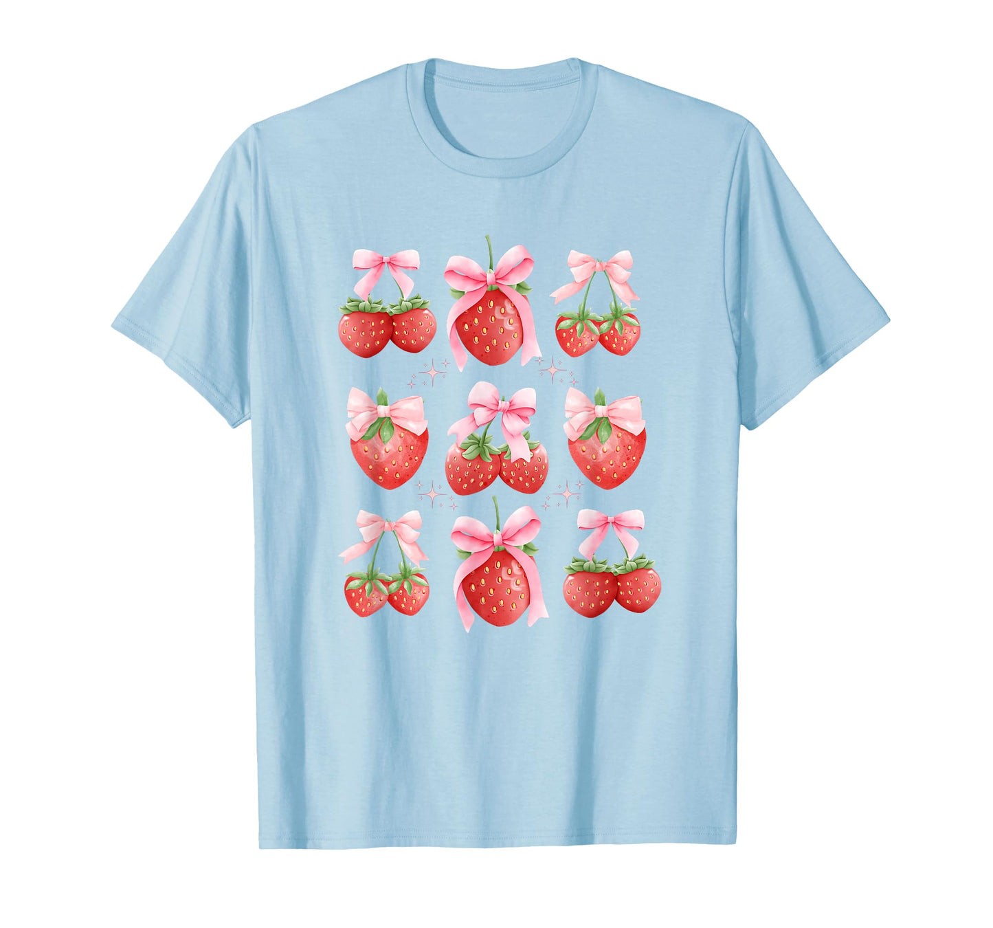 Cute Pink Bow Coquette Strawberry Clean Girl Aesthetic T-Shirt