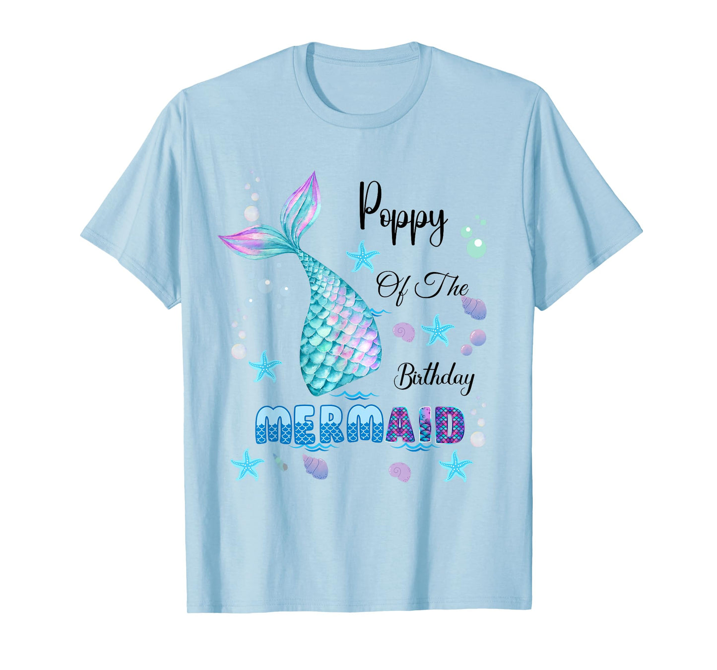 Poppy Of The Birthday Mermaid Bday Party Mermaid Kids T-Shirt