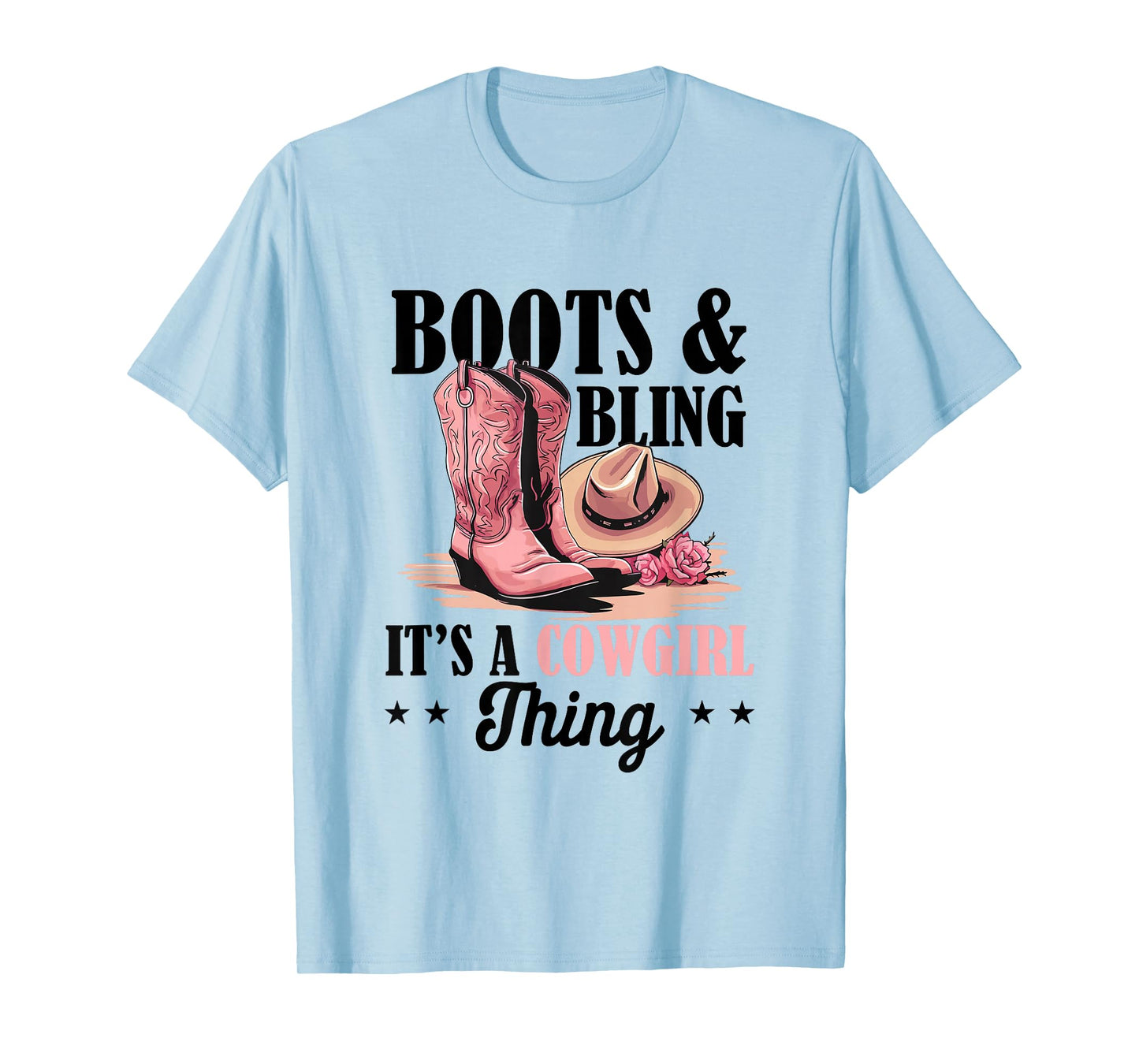 Rodeo Western Country Southern Cowgirl hat - Boots & Bling T-Shirt