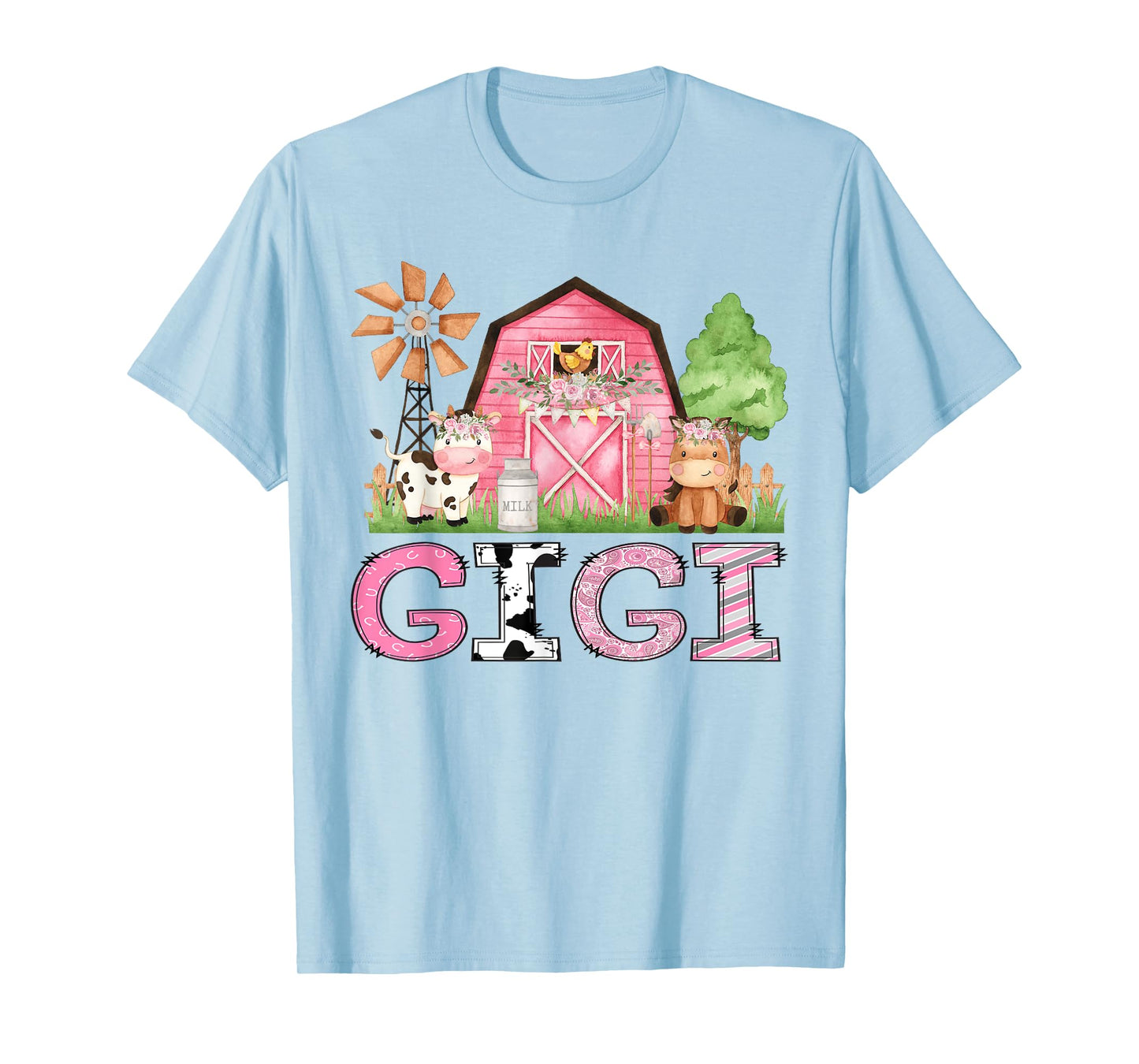 Gigi Pink Farm Animal Birthday Kids Matching Family T-Shirt
