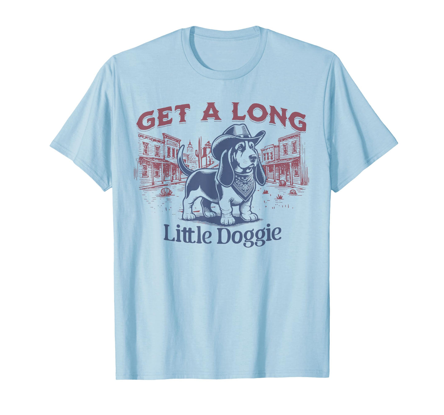 Get A Long Little Doggie Basset Hound Vintage Western T-Shirt