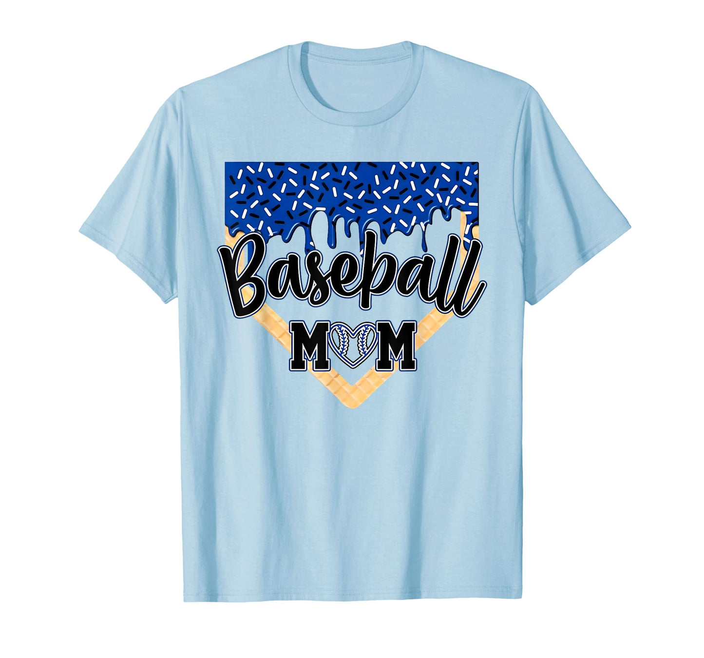 Baseball Mom Home Plate Ice Cream Drip with Sprinkles T-Shirt