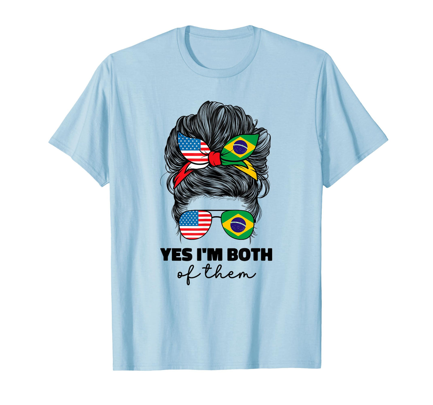 Half American And Brazilian America Usa Brazil Flag Girl Mix T-Shirt