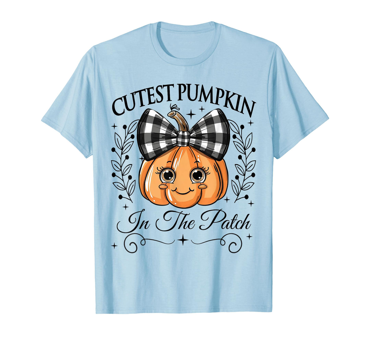 Cutest Pumpkin In The Patch Halloween Fall Bow Kids Girls T-Shirt