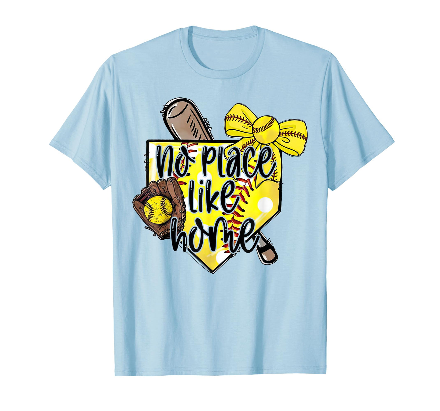 Softball No Place Like Home Funny Sports Mom Retro T-Shirt