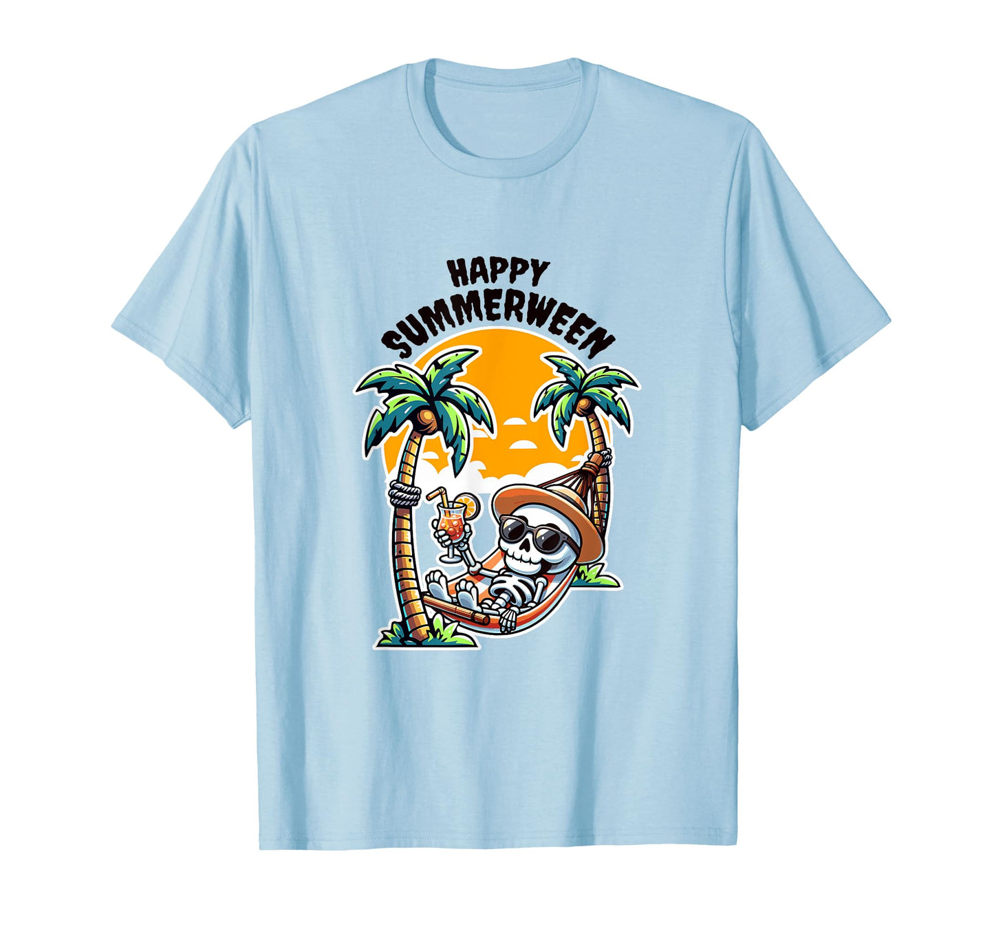 Happy Summerween Skeleton in Hammock T-Shirt