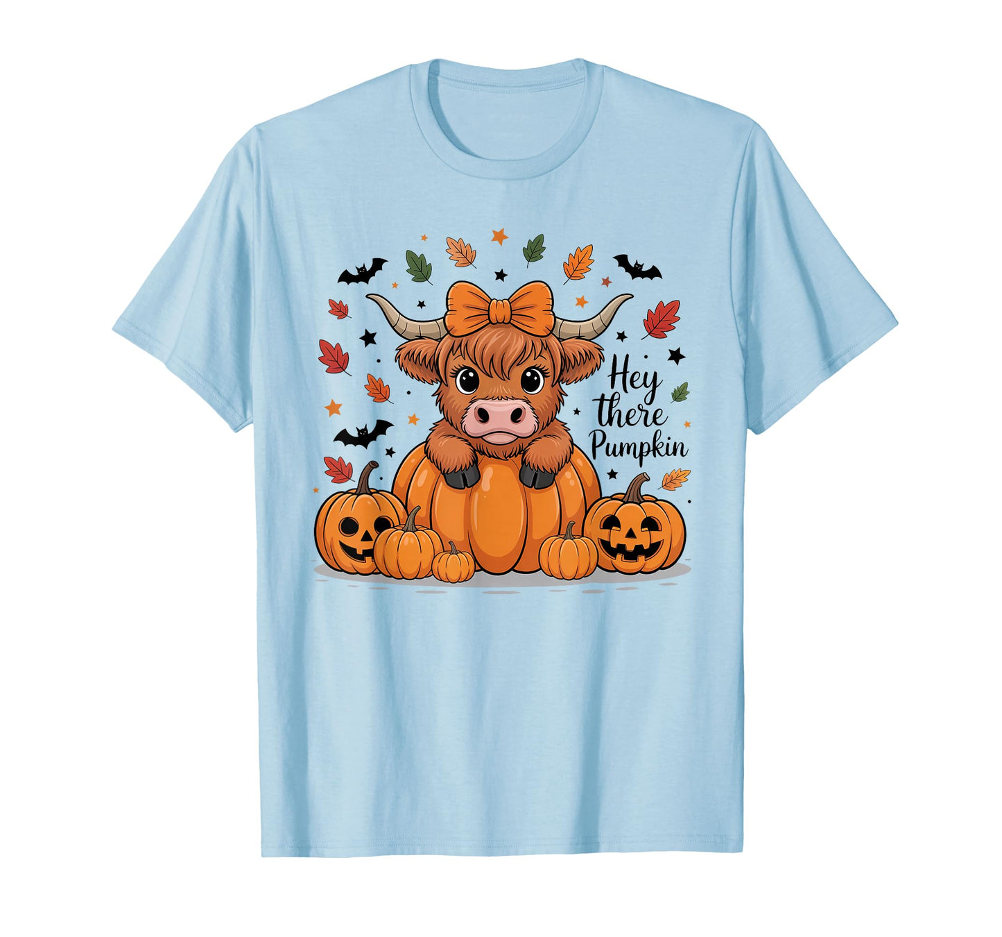 Hey There Pumpkin Halloween Highland Cow Lover Cow Farm T-Shirt