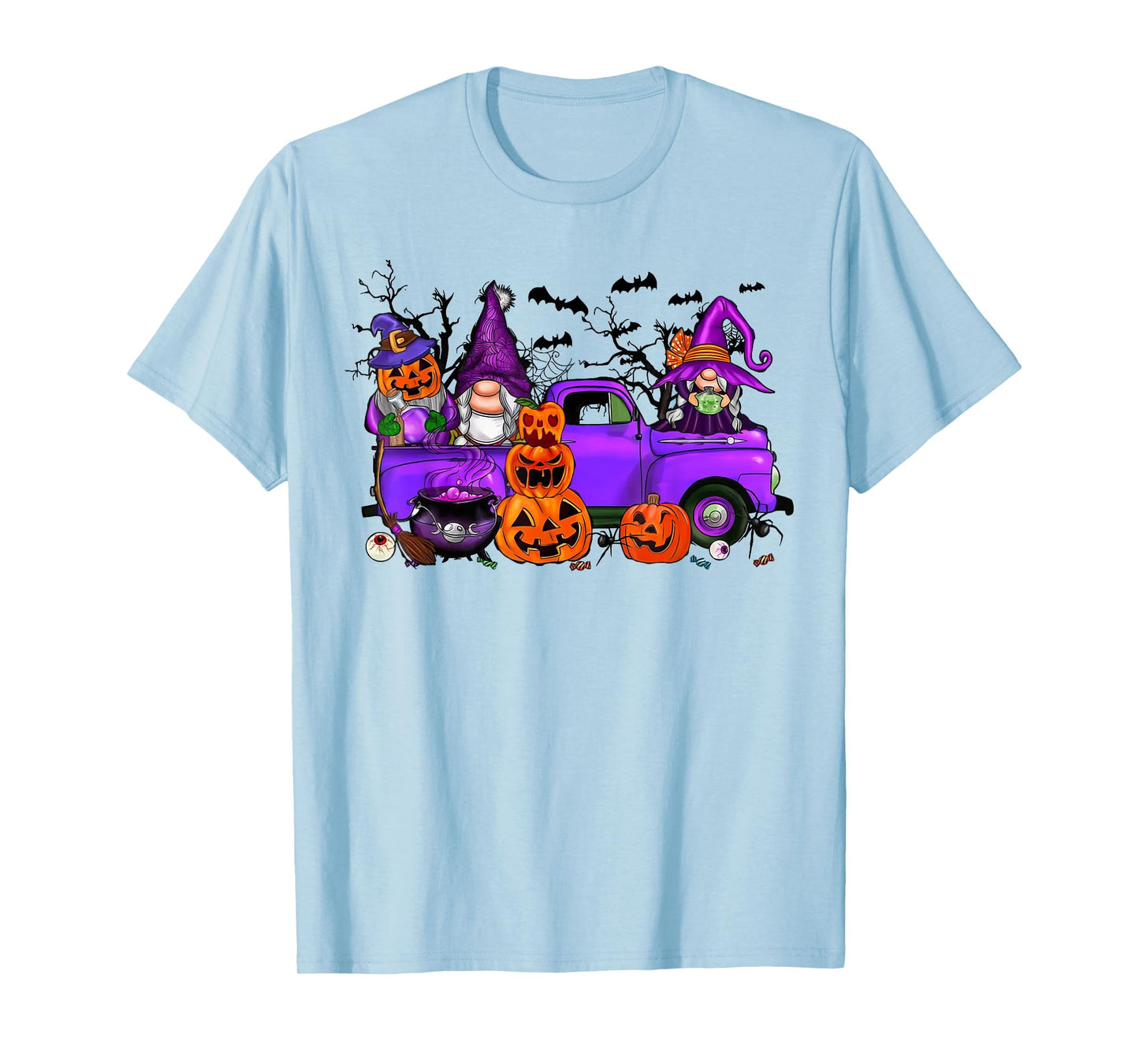 Halloween Truck Gnome Witch Pumpkin Boo Ghost Funny Costume T-Shirt
