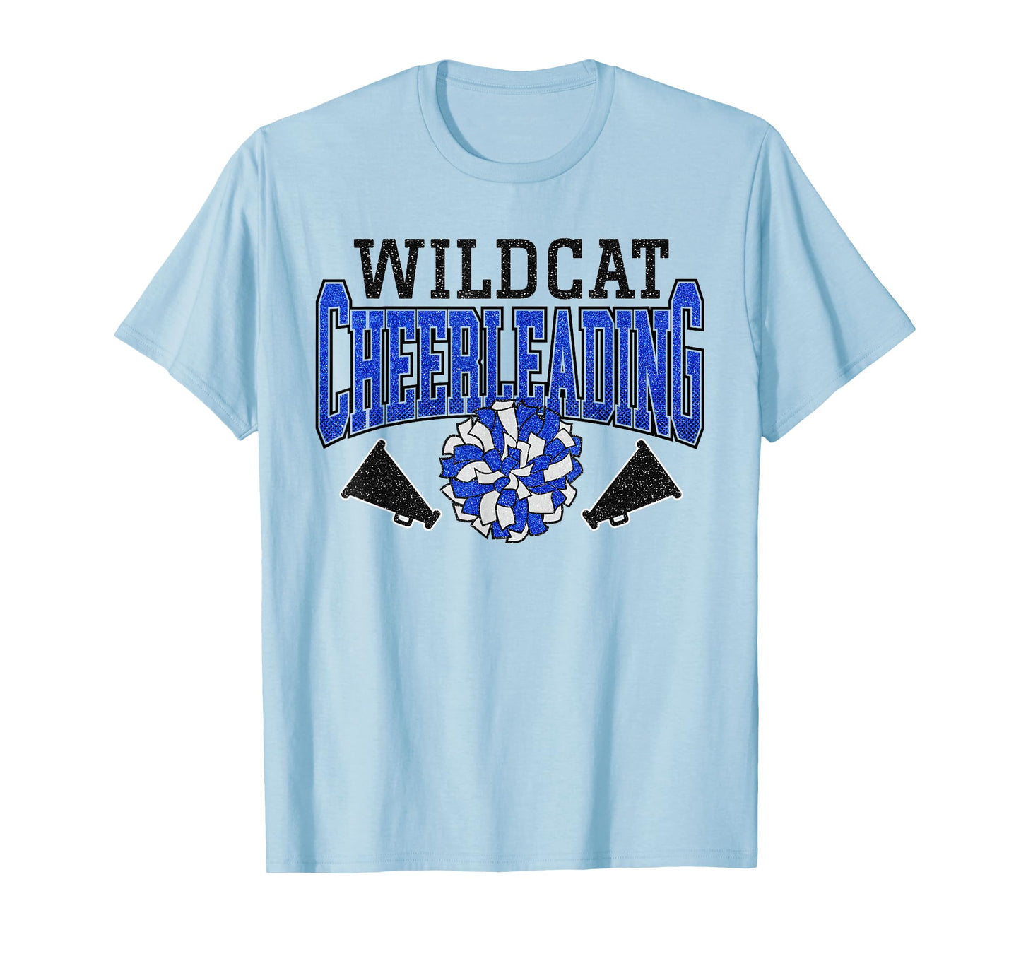 Wildcats Cheerleading Blue Wildcat Cheer Megaphone Pom Pom T-Shirt