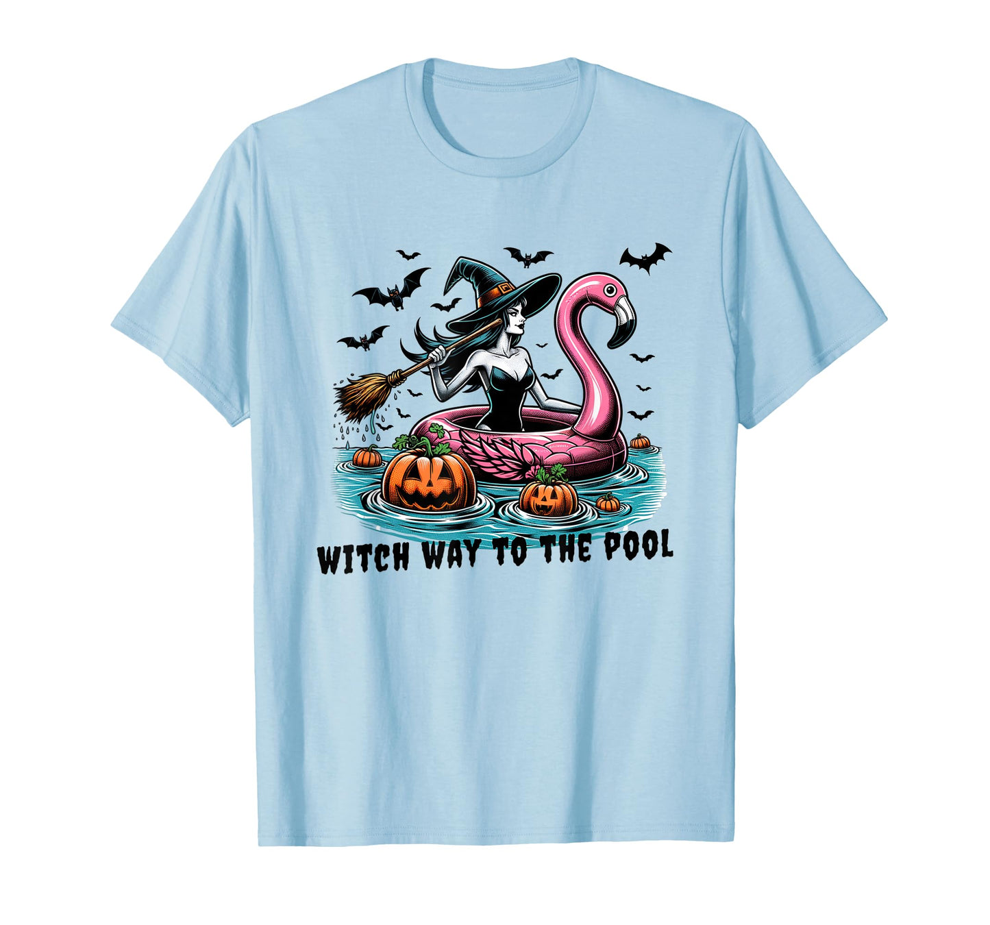 Witch Way To The Pool Funny Summer Autumn Fall Goth Spooky T-Shirt
