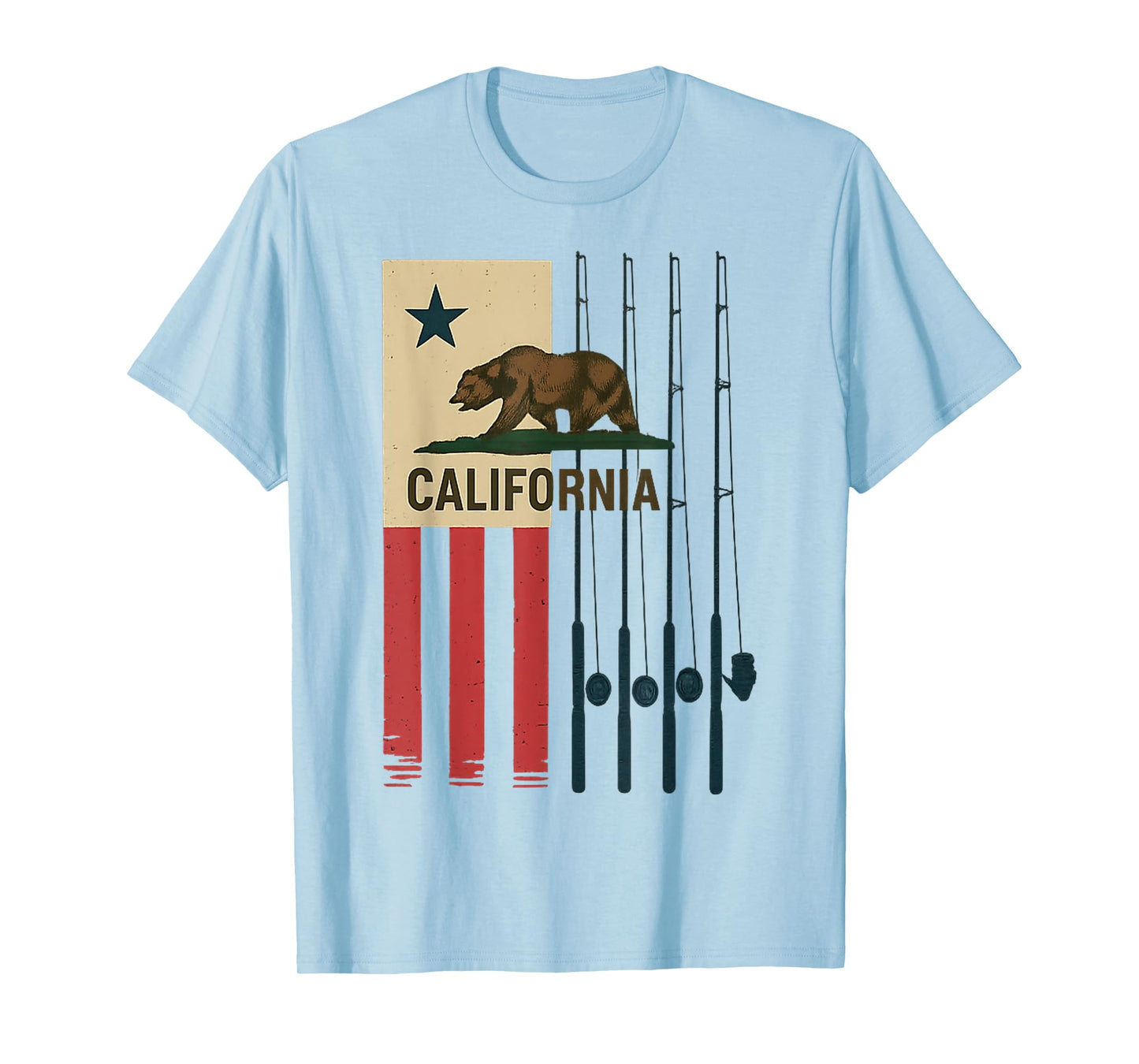 California Bear Fishing Design for Outdoor Enthusiasts T-Shirt