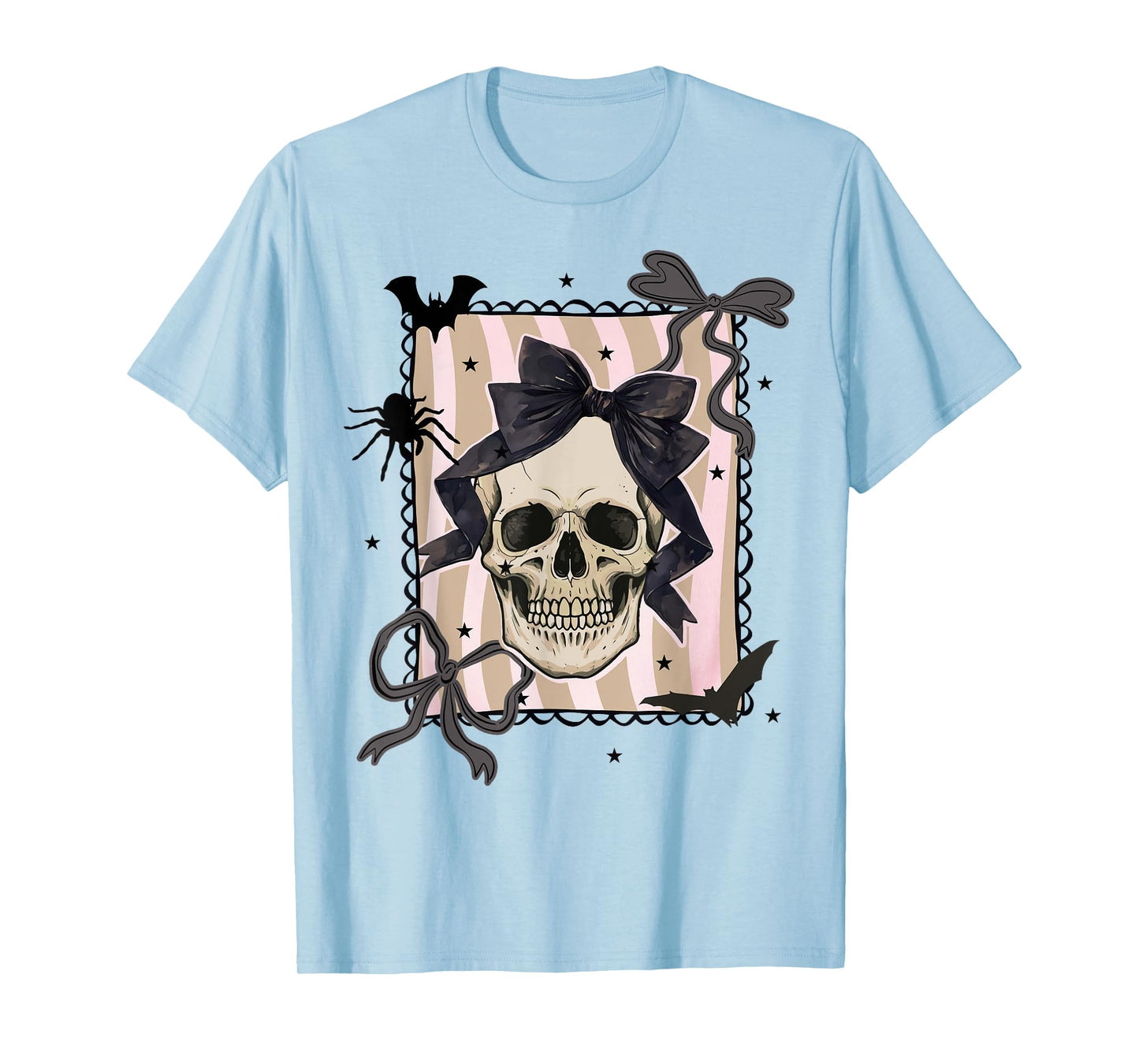 Halloween Coquette Bows Gothic Skull Girly Spooky Season T-Shirt