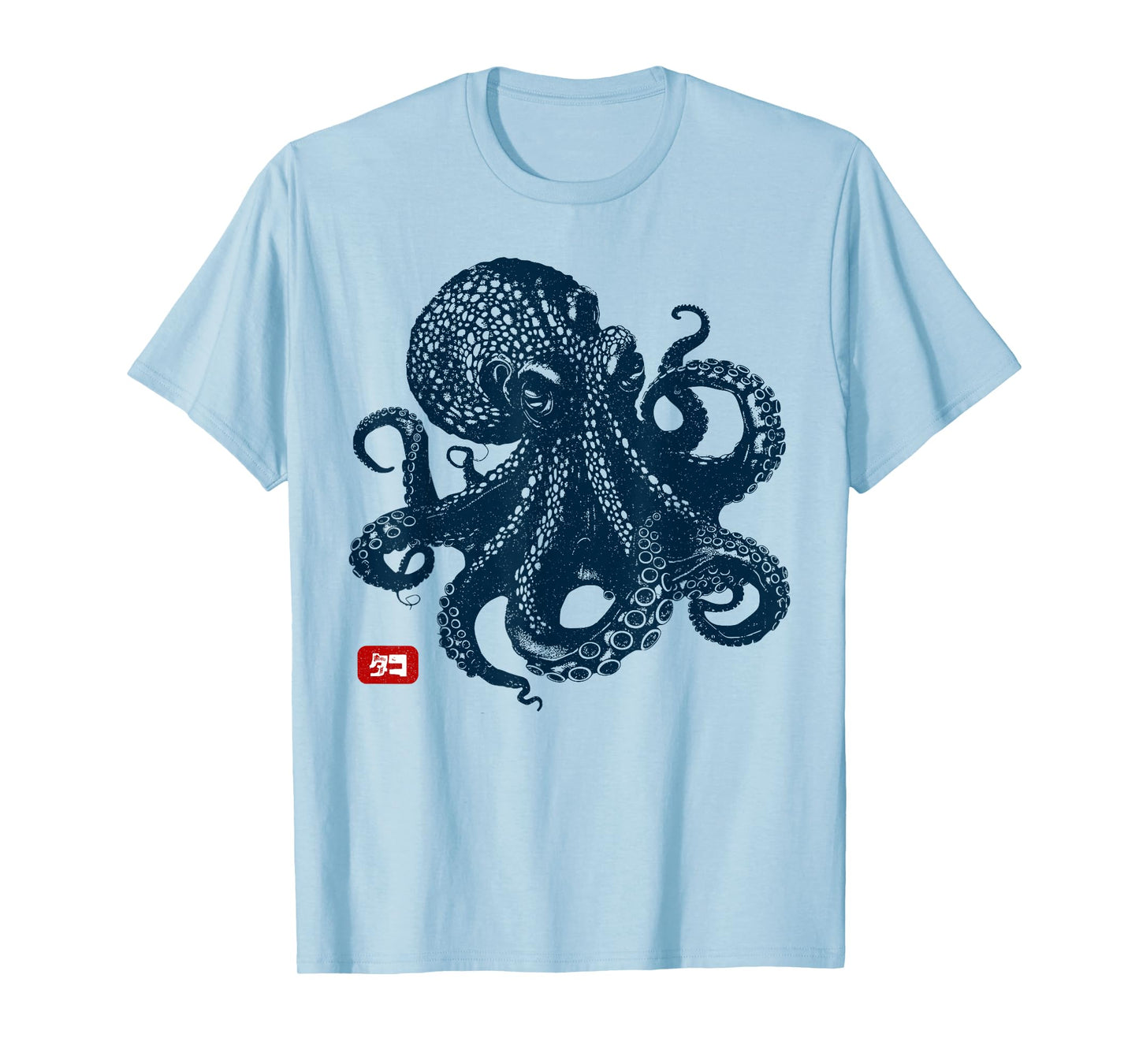 Japanese Aesthetic Kanji Anime Japan Art Apparel Kraken Octopus T-Shirt - Unisex-Adults - Grey - Small - Short Sleeve - Classic Fit - Vintage Aesthetic, Animal Print, Lightweight