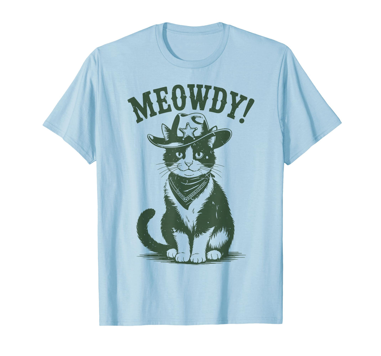 Meowdy Tuxedo Cat Cowboy Country Western Funny Dad Mom Men T-Shirt