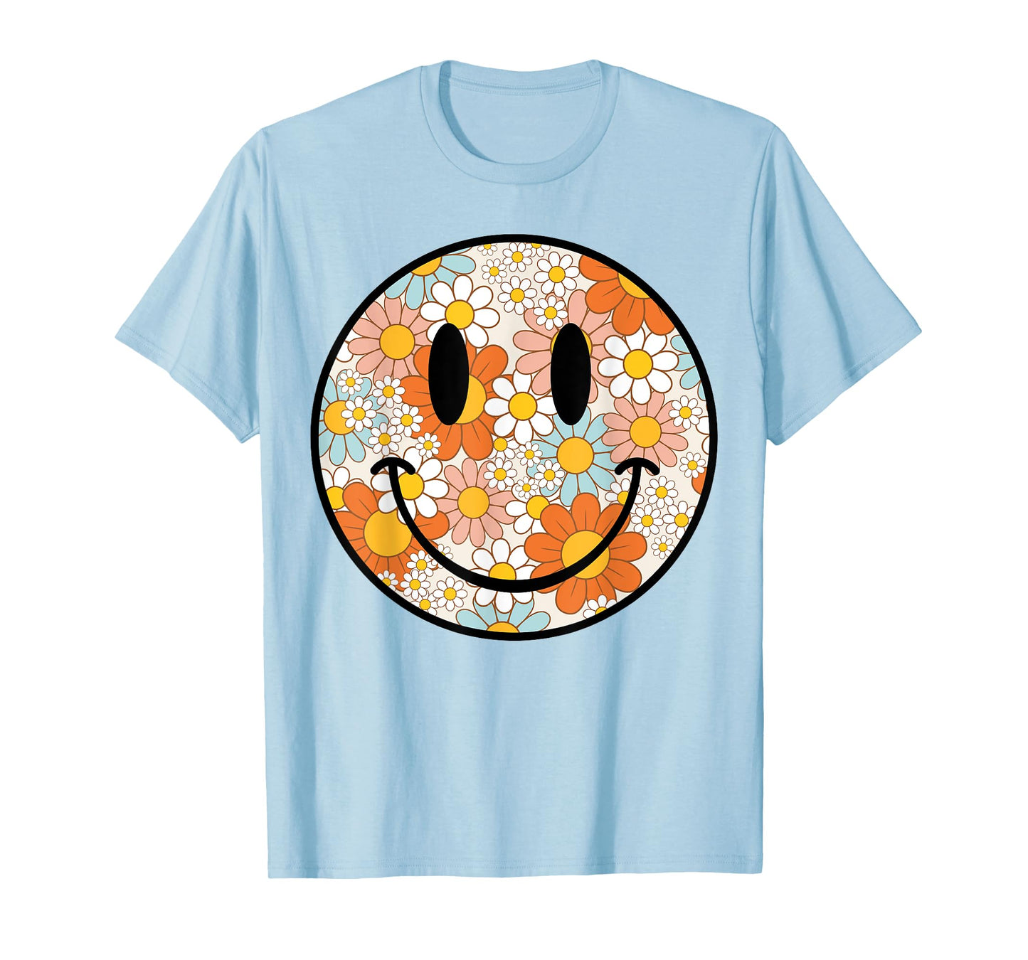 Retro Floral Smile Face Preppy Aesthetic Men Women Kids T-Shirt