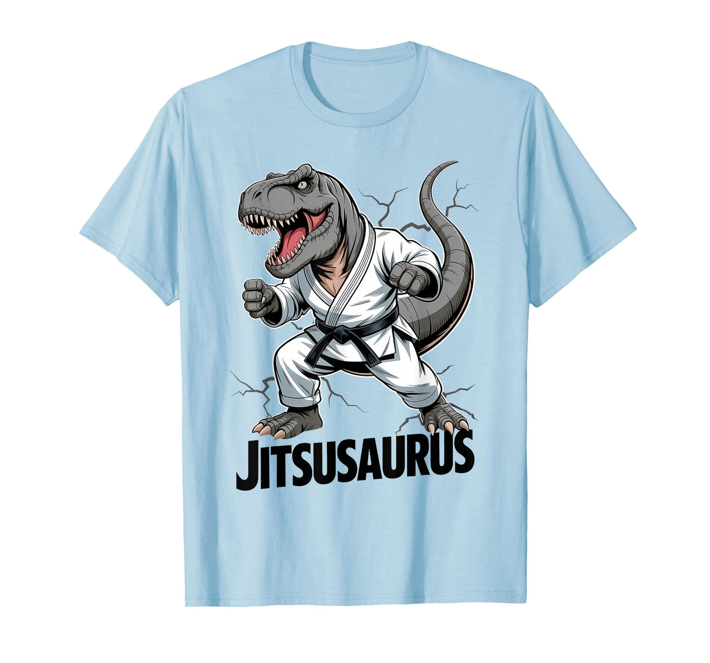 Jitsusaurus Funny Dinosaur Brazilian Jiu Jitsu T-rex White T-Shirt