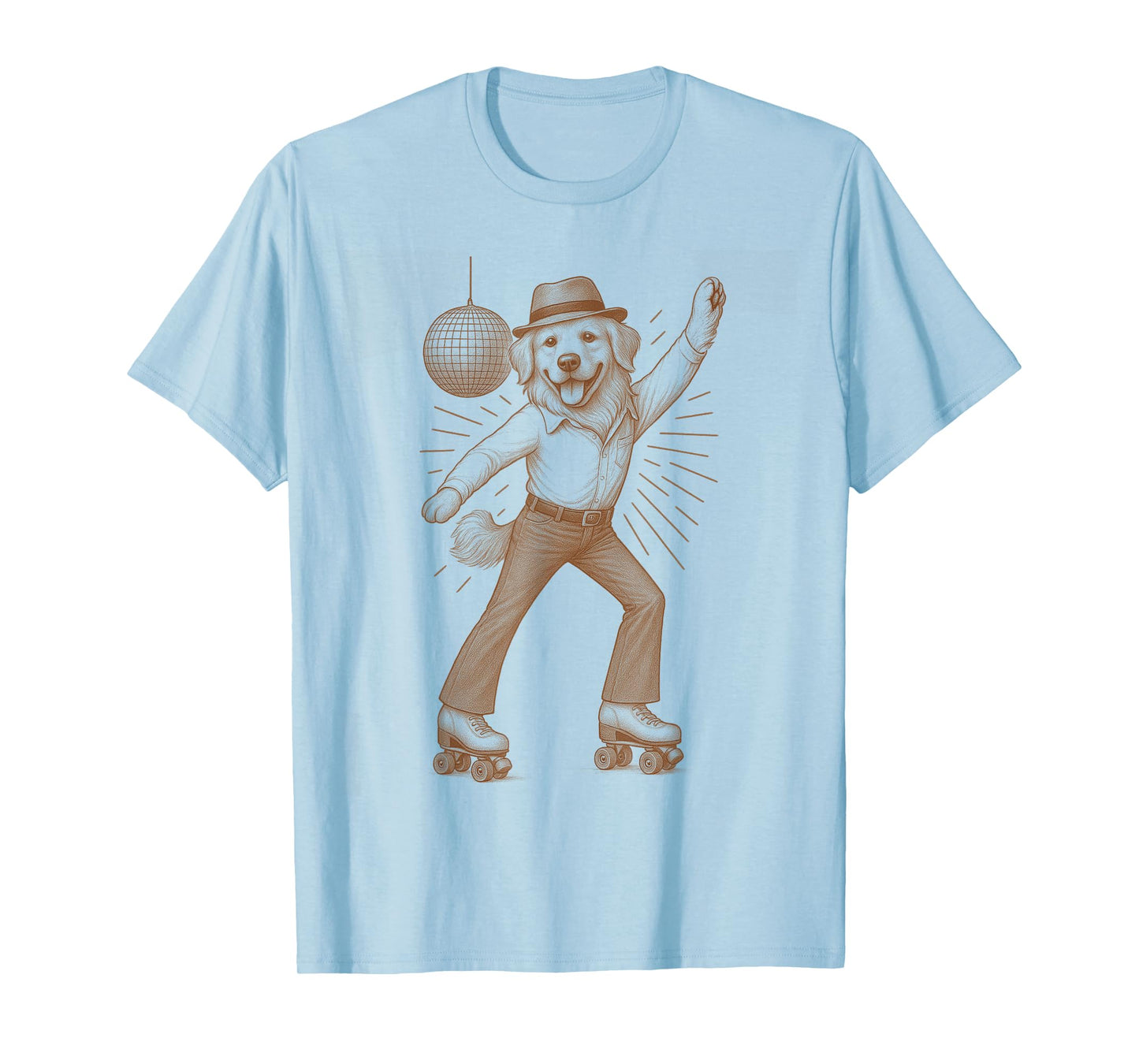 Golden Retriever Dog Lover Disco 70s Roller Skate Dog Mom T-Shirt