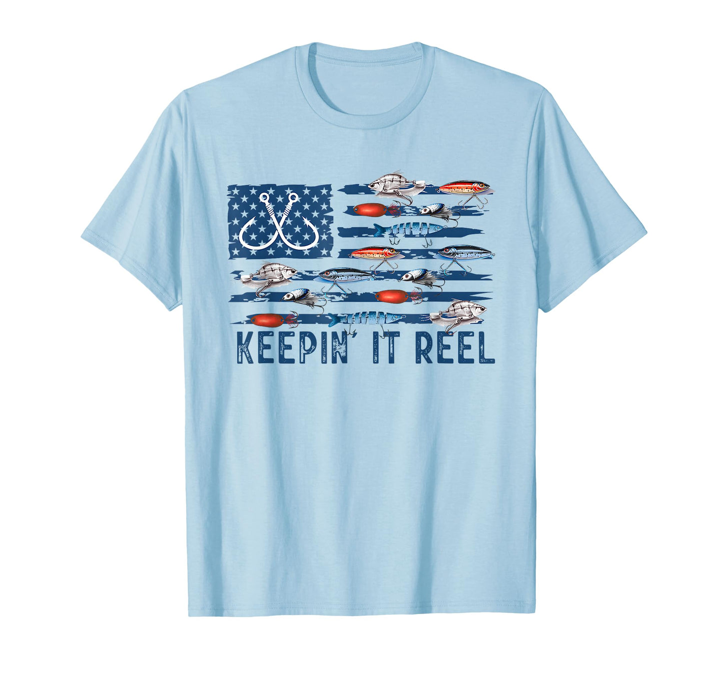 Keepin' It Reel Fishing Lure Flag Fisherman Bass Fishing T-Shirt