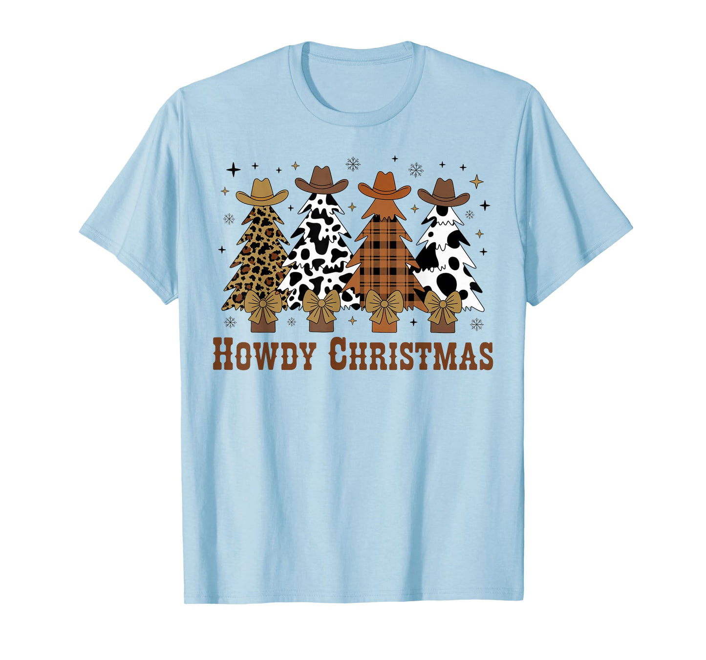Howdy Christmas Tree Cowboy Hat Funny Western Country Xmas T-Shirt